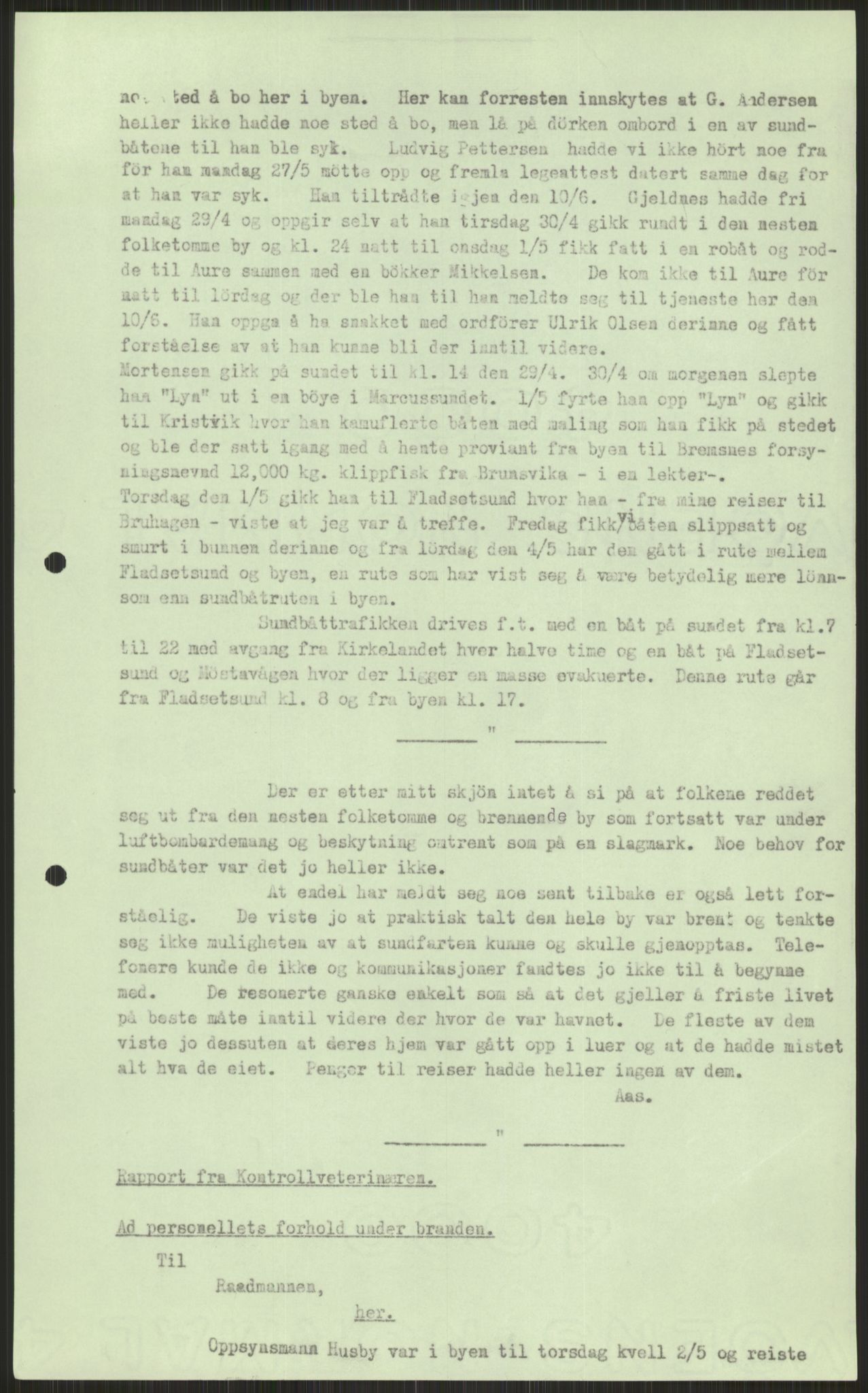 Forsvaret, Forsvarets krigshistoriske avdeling, AV/RA-RAFA-2017/Y/Ya/L0015: II-C-11-31 - Fylkesmenn.  Rapporter om krigsbegivenhetene 1940., 1940, p. 666