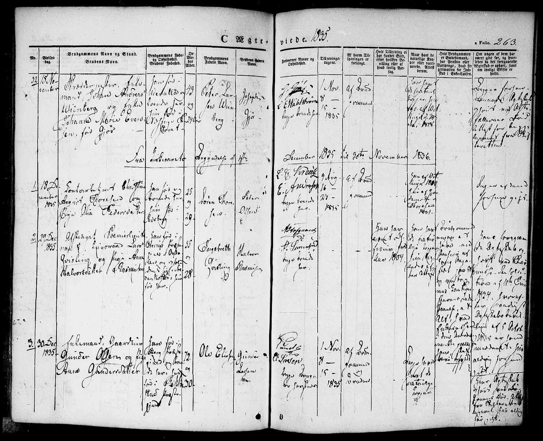 Halden prestekontor Kirkebøker, SAO/A-10909/F/Fa/L0005: Parish register (official) no. I 5, 1834-1845, p. 263