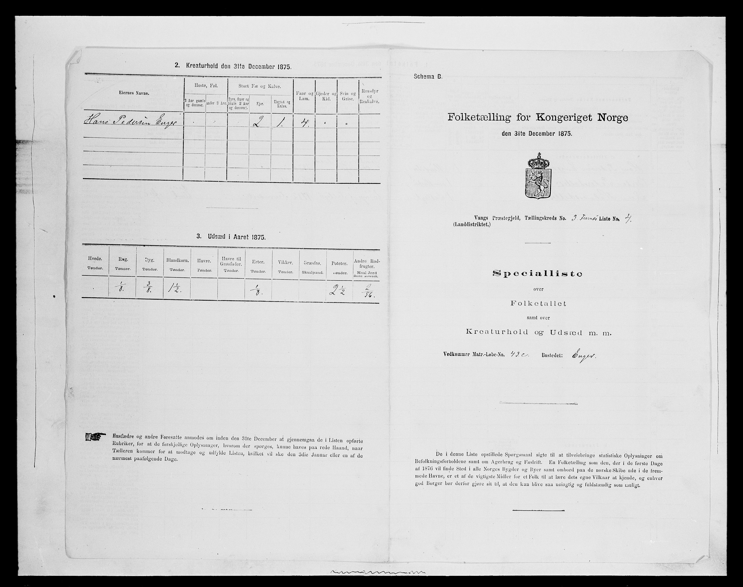 SAH, 1875 census for 0414L Vang/Vang og Furnes, 1875, p. 639