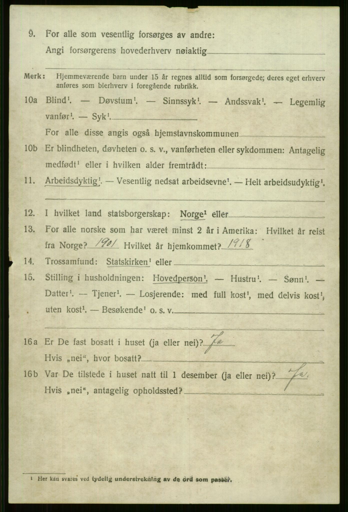 SAB, 1920 census for Voss, 1920, p. 16054