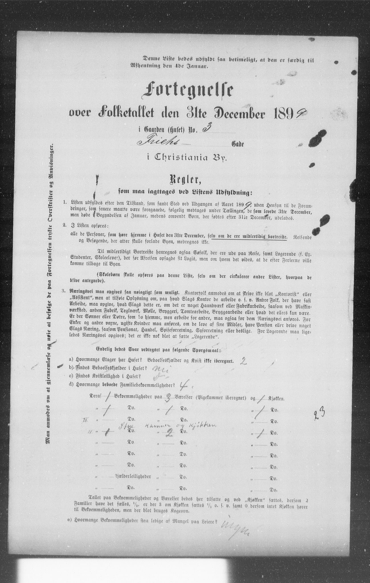 OBA, Municipal Census 1899 for Kristiania, 1899, p. 3540