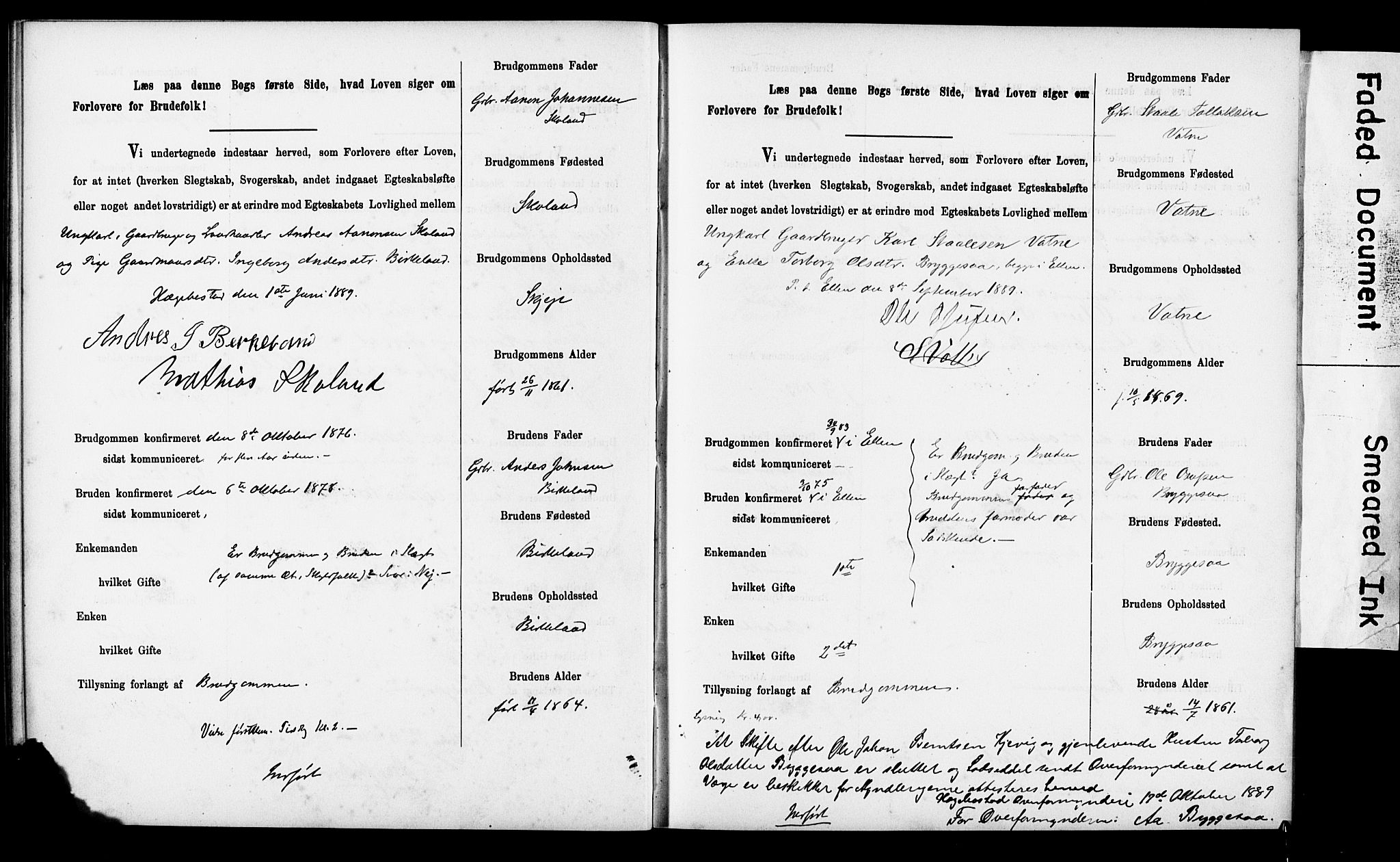 Tysvær sokneprestkontor, AV/SAST-A -101864/I/Ie/L0001: Banns register no. IX, 1886-1901
