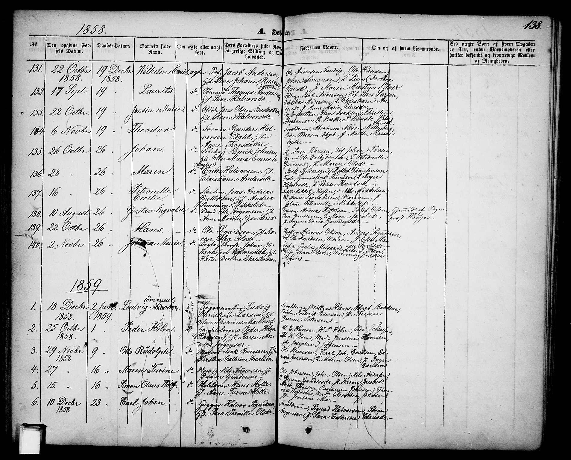 Skien kirkebøker, SAKO/A-302/G/Ga/L0004: Parish register (copy) no. 4, 1843-1867, p. 138