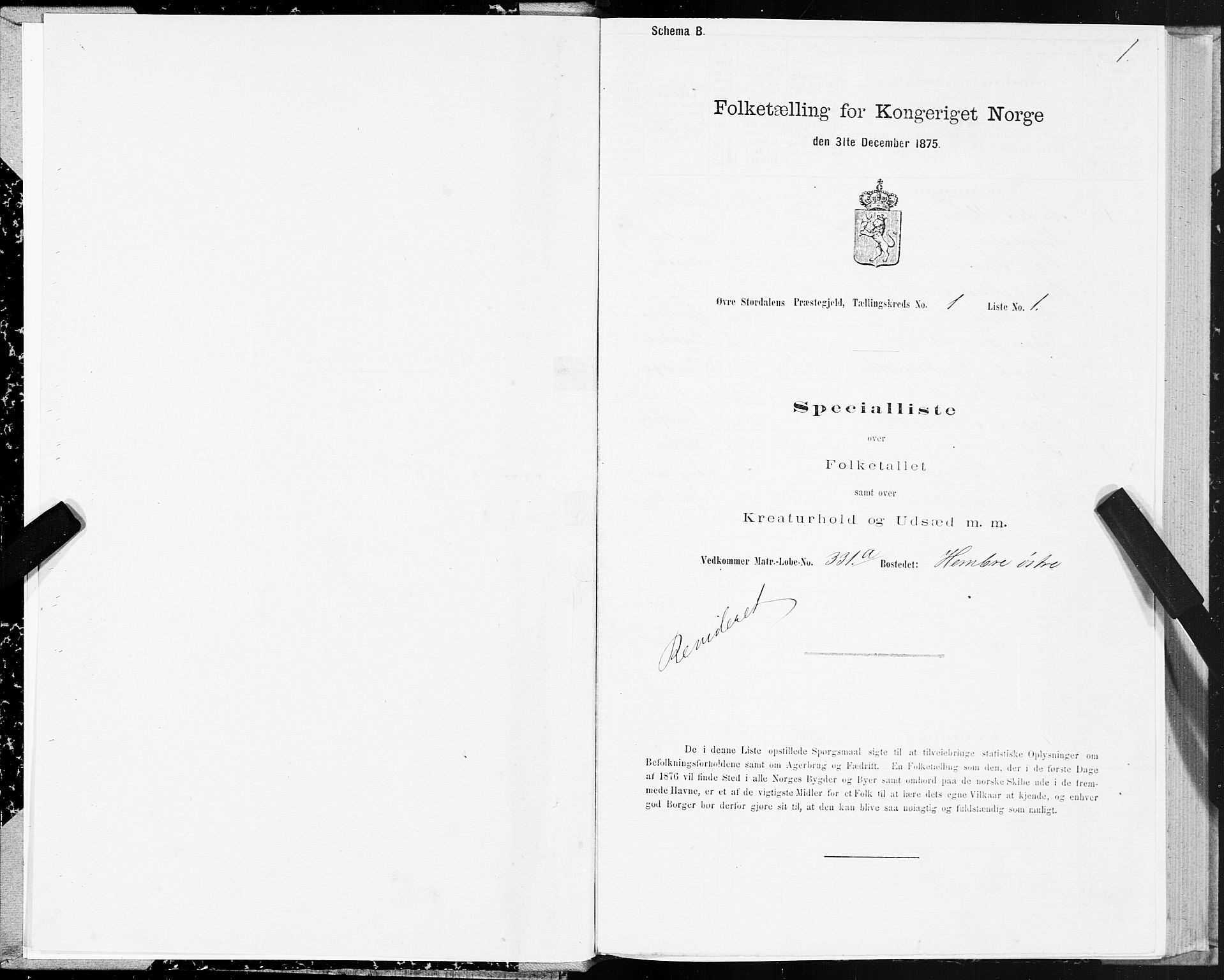 SAT, 1875 census for 1711P Øvre Stjørdal, 1875, p. 1001