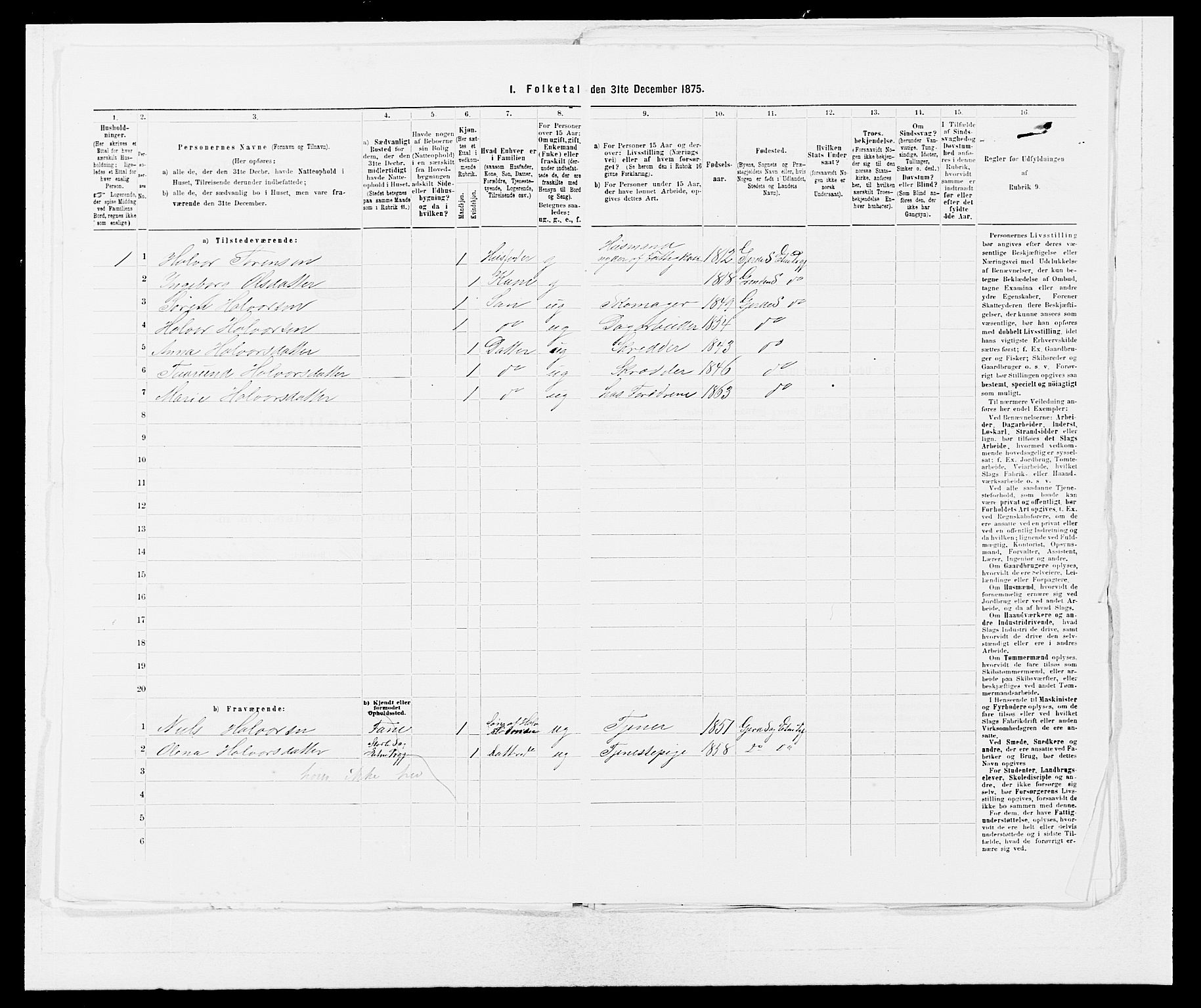 SAB, 1875 census for 1211P Etne, 1875, p. 804