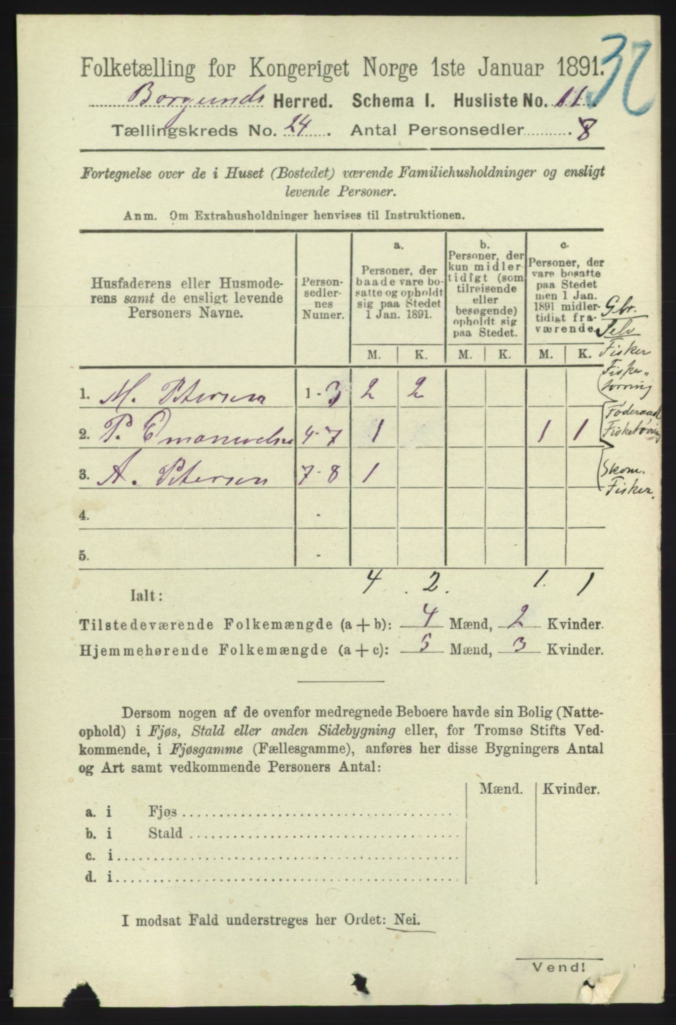 RA, 1891 census for 1531 Borgund, 1891, p. 7098