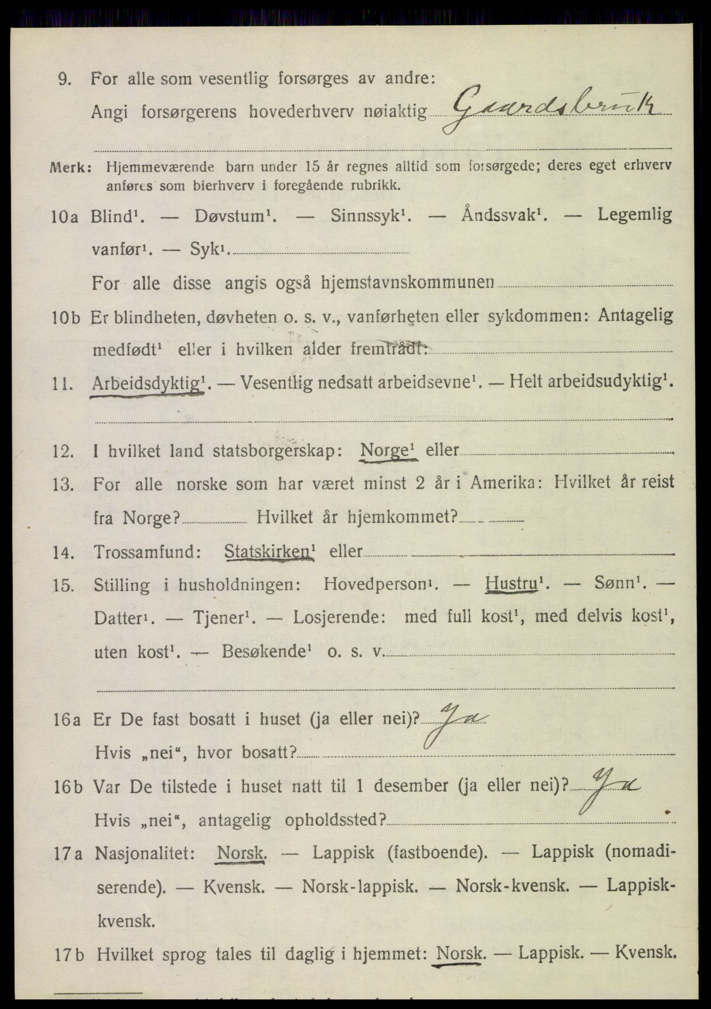 SAT, 1920 census for Tjøtta, 1920, p. 1214