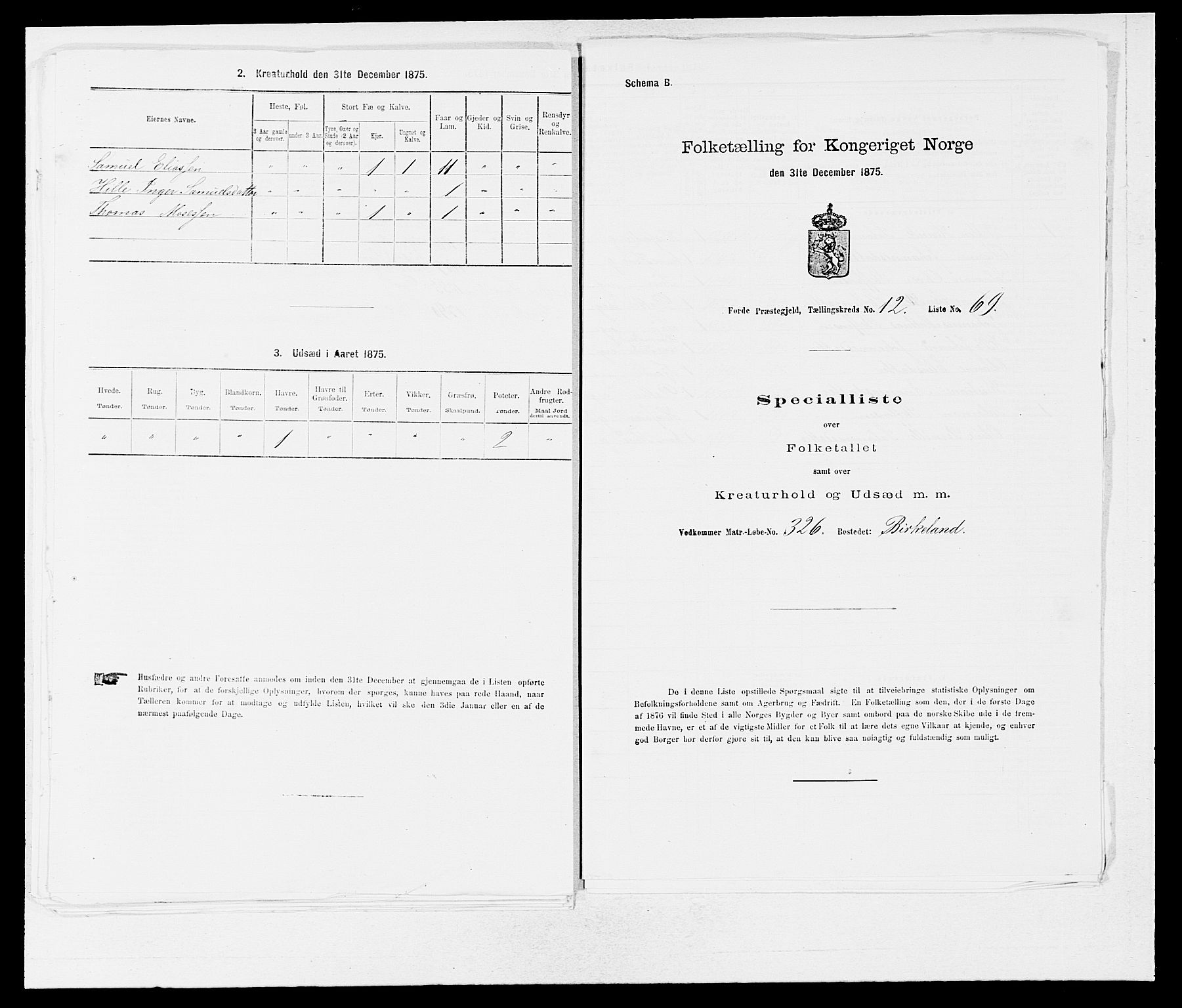 SAB, 1875 census for 1432P Førde, 1875, p. 1602