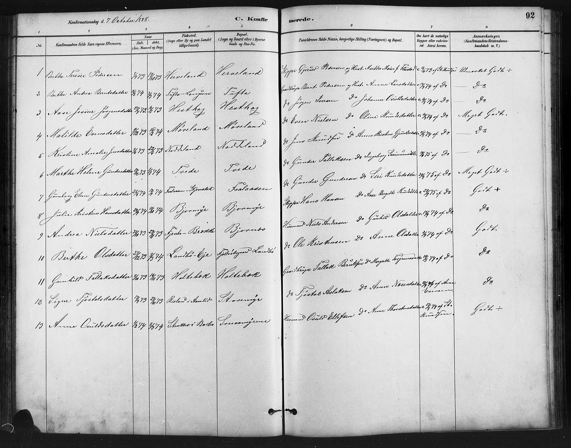 Austre Moland sokneprestkontor, SAK/1111-0001/F/Fb/Fba/L0003: Parish register (copy) no. B 3, 1879-1914, p. 92