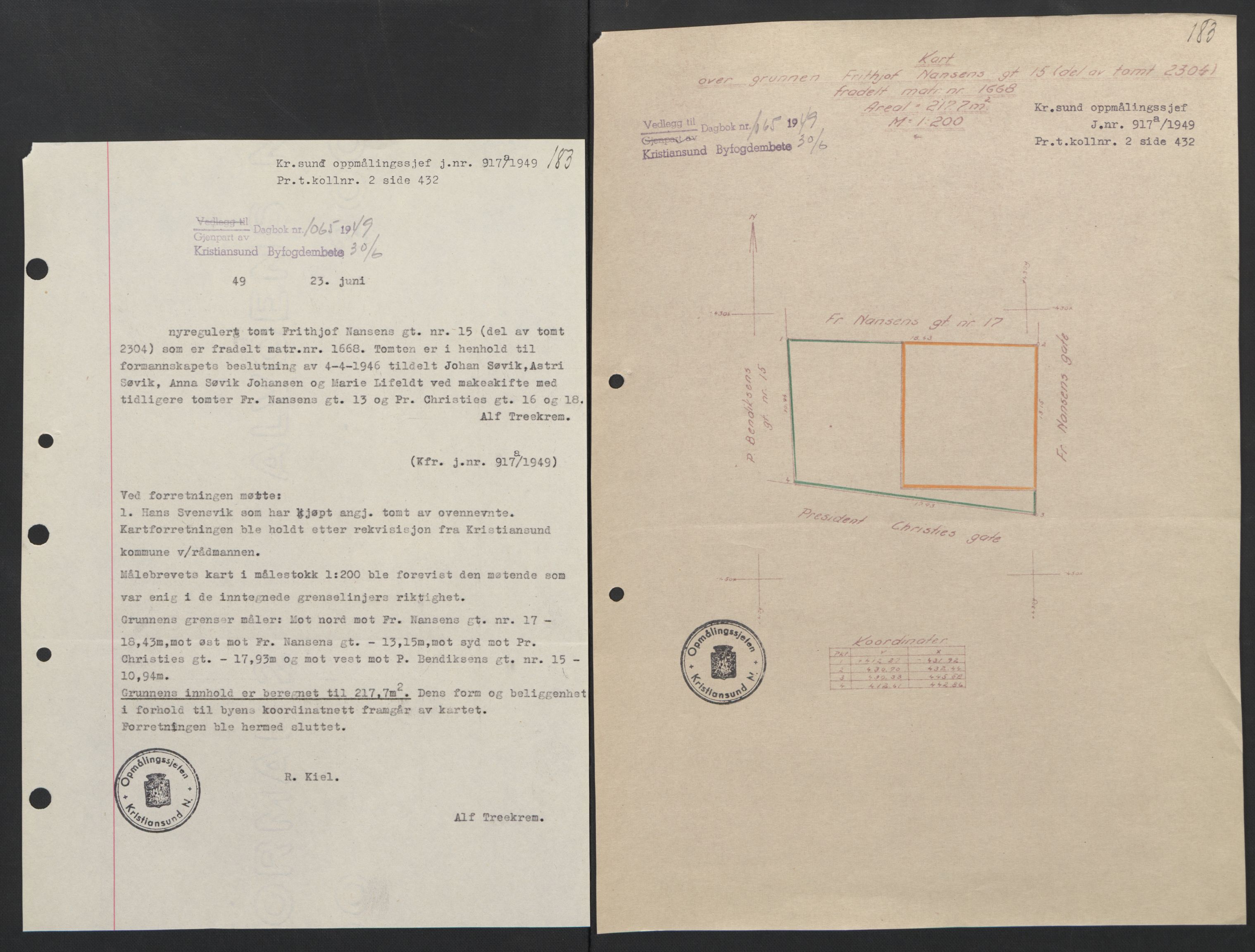 Kristiansund byfogd, AV/SAT-A-4587/A/27: Mortgage book no. 42, 1947-1950, Diary no: : 1065/1949