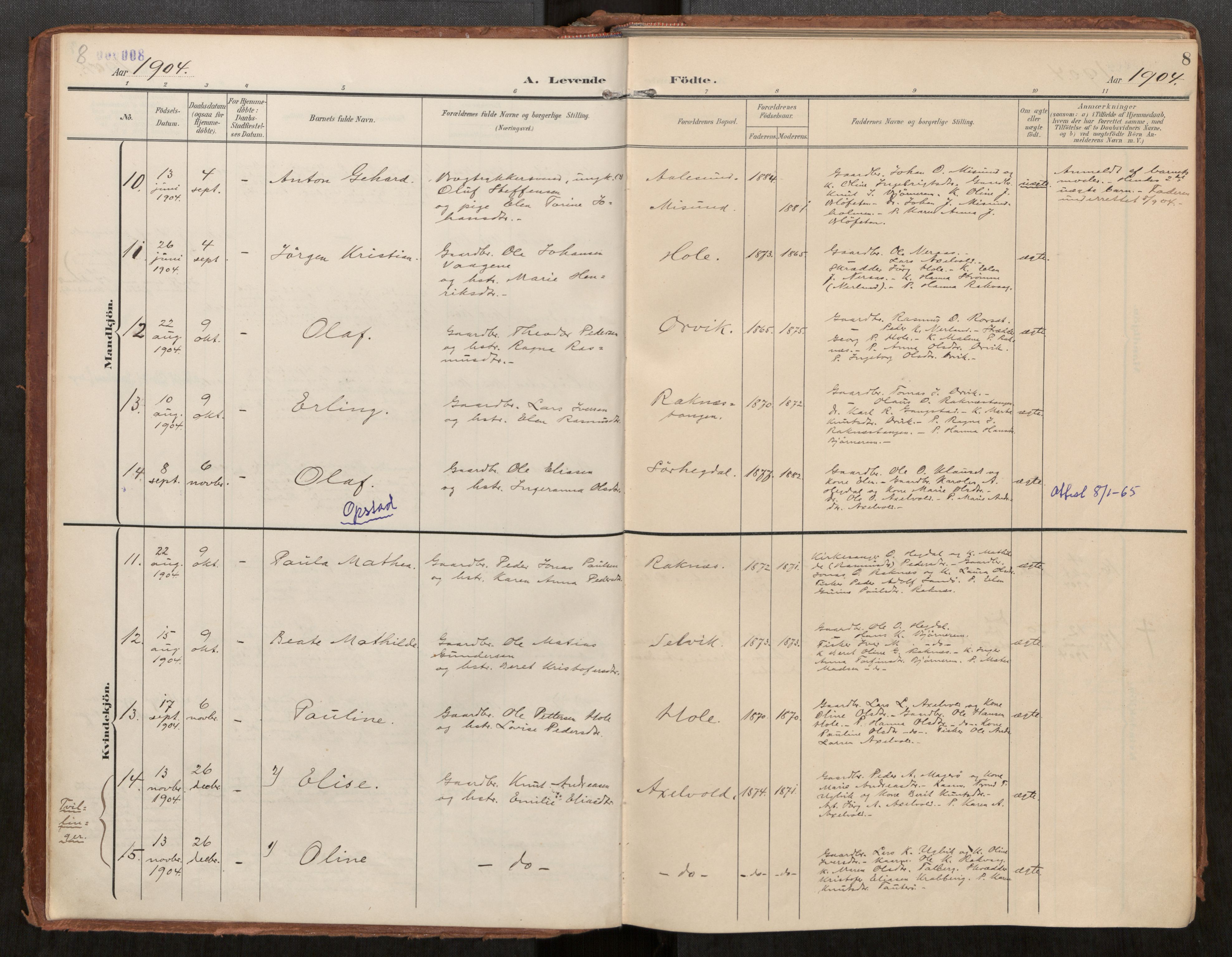 Ministerialprotokoller, klokkerbøker og fødselsregistre - Møre og Romsdal, AV/SAT-A-1454/563/L0740: Parish register (official) no. 563A02, 1903-1923, p. 8