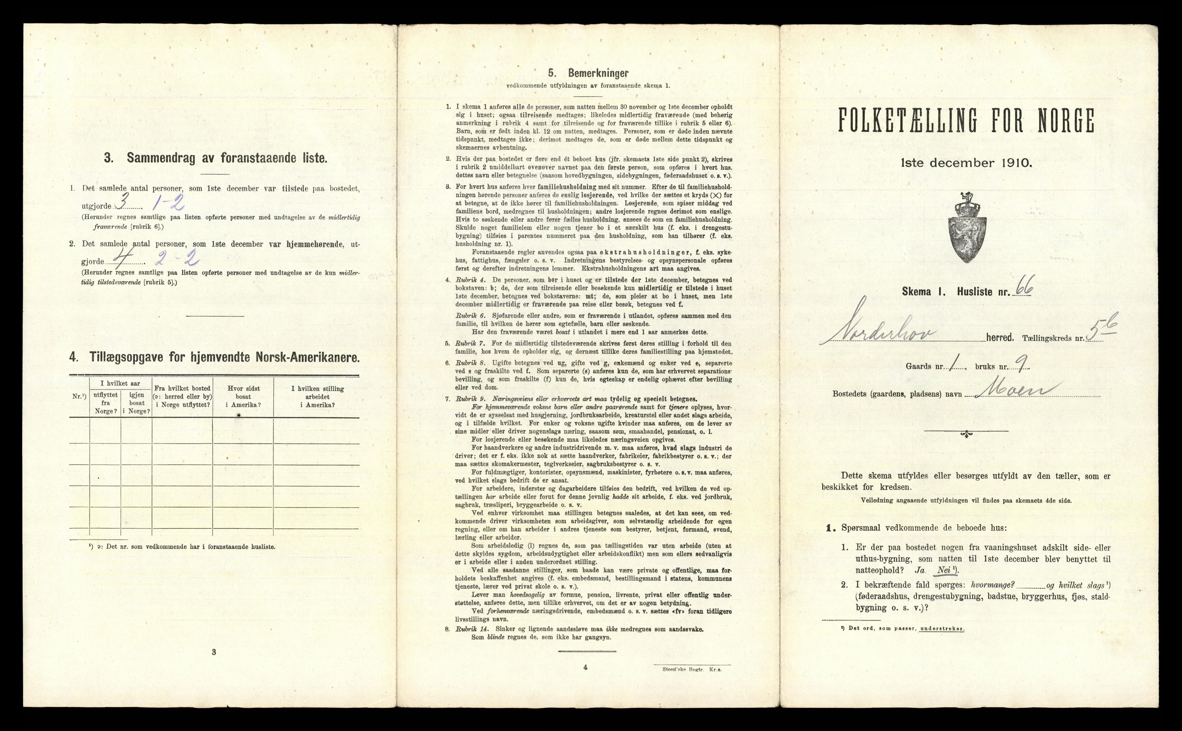 RA, 1910 census for Norderhov, 1910, p. 1464