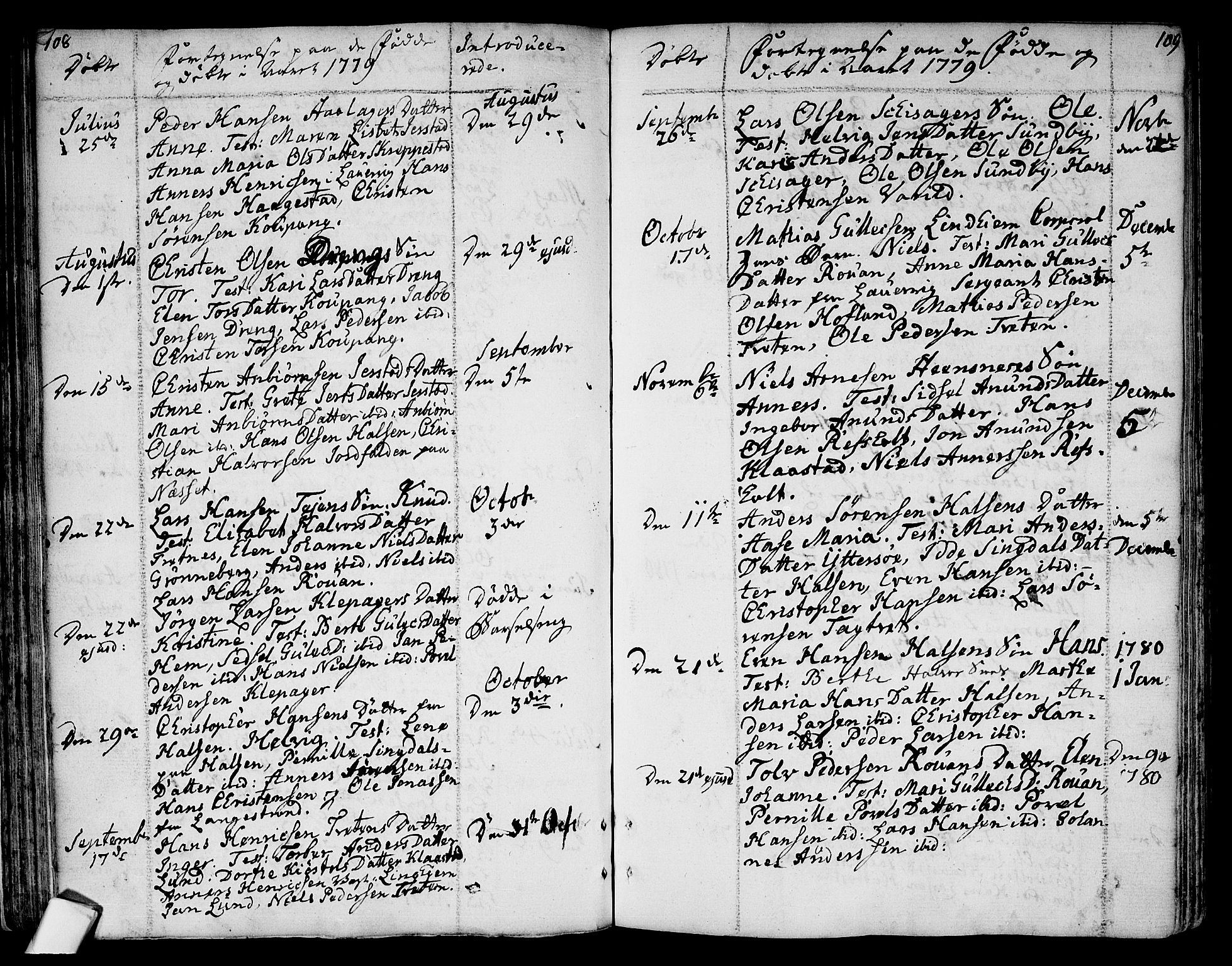 Tjølling kirkebøker, SAKO/A-60/F/Fa/L0004: Parish register (official) no. 4, 1779-1817, p. 108-109