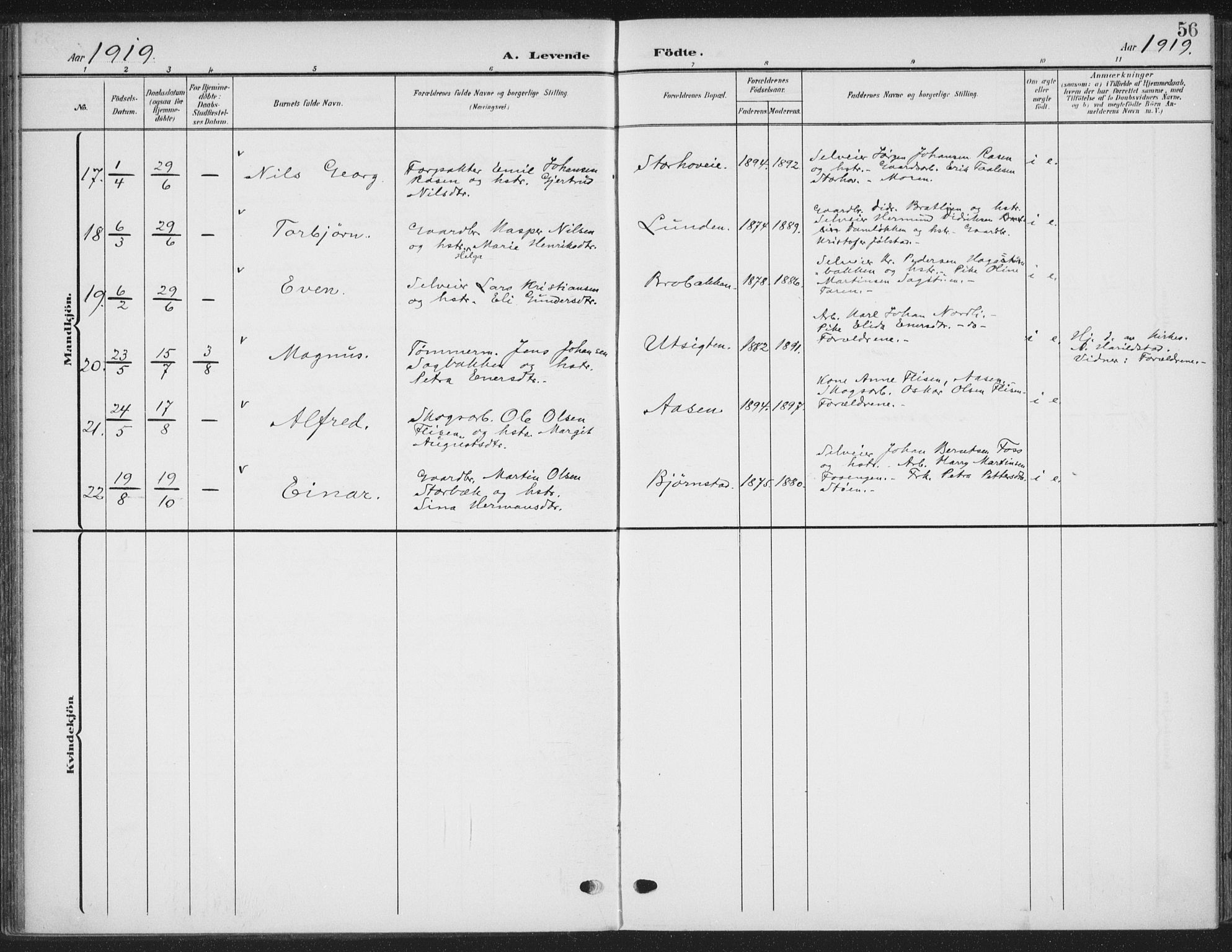 Romedal prestekontor, AV/SAH-PREST-004/K/L0009: Parish register (official) no. 9, 1906-1929, p. 56