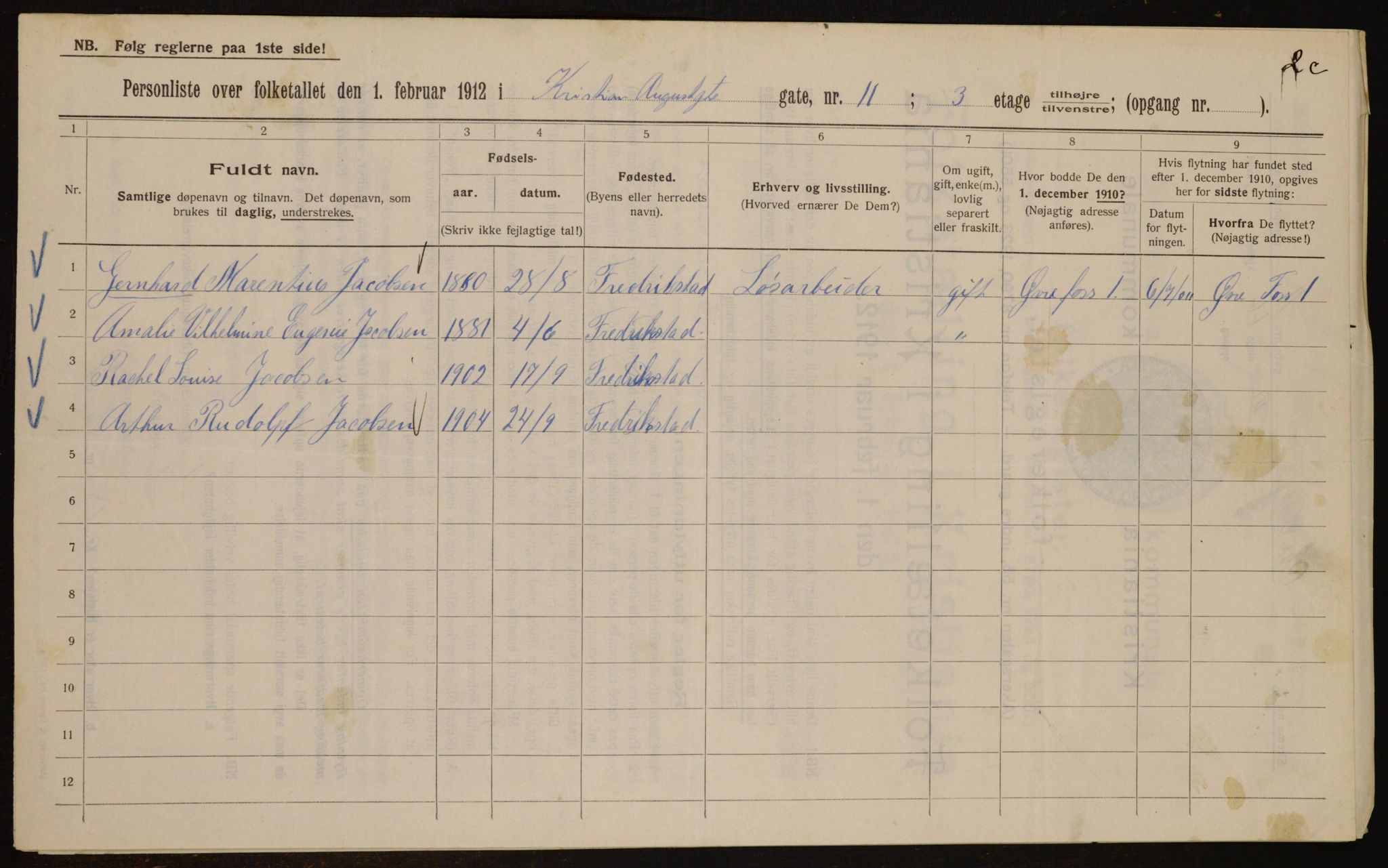 OBA, Municipal Census 1912 for Kristiania, 1912, p. 54287