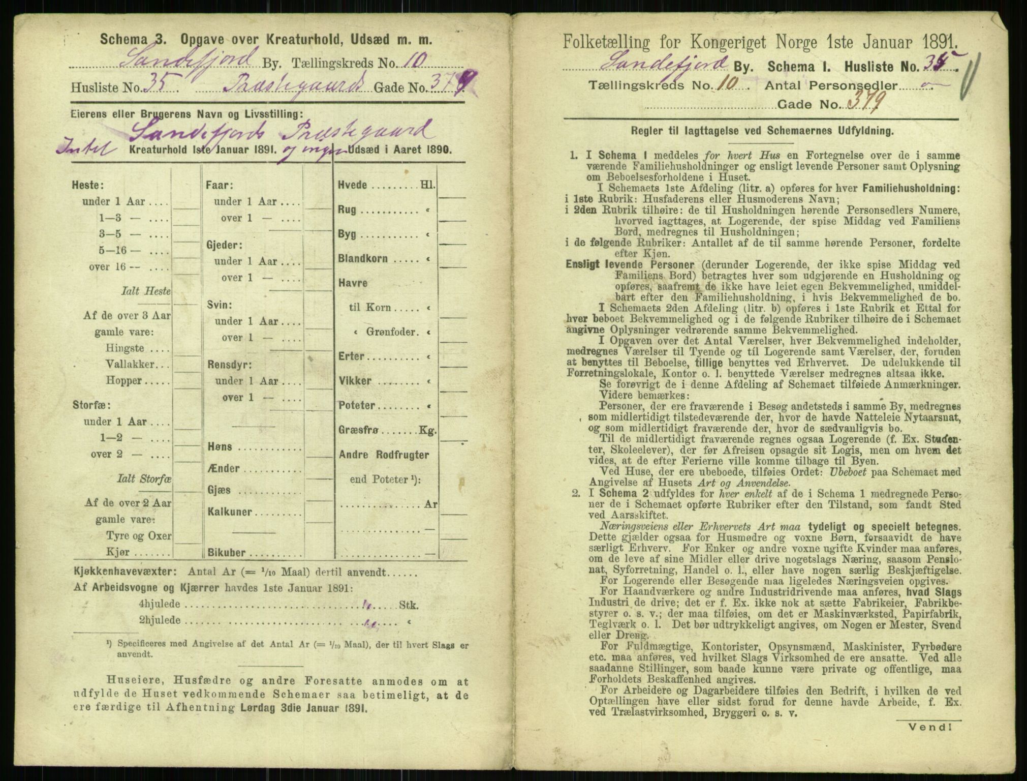 RA, 1891 census for 0706 Sandefjord, 1891, p. 1049