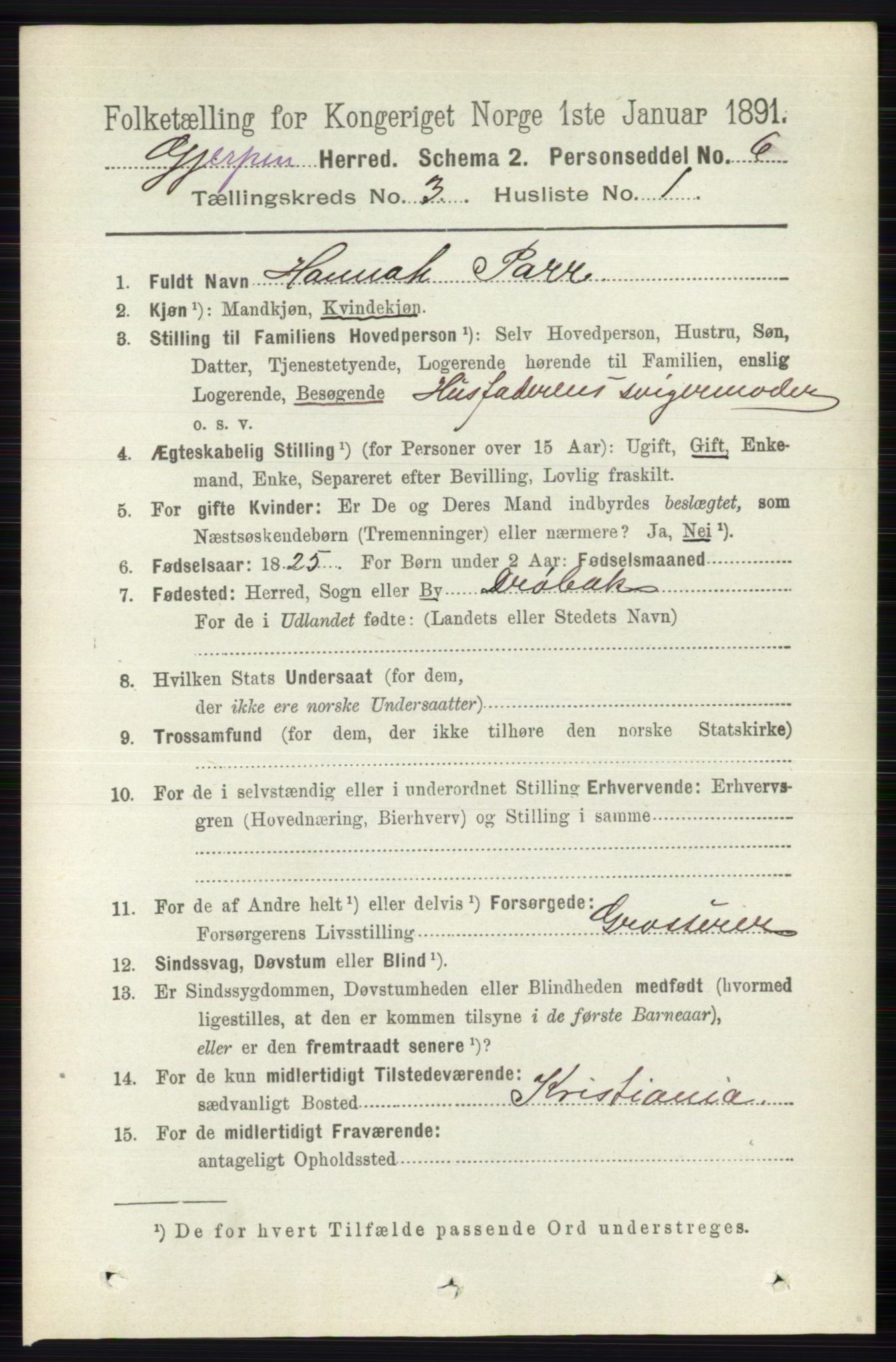 RA, 1891 census for 0812 Gjerpen, 1891, p. 1463