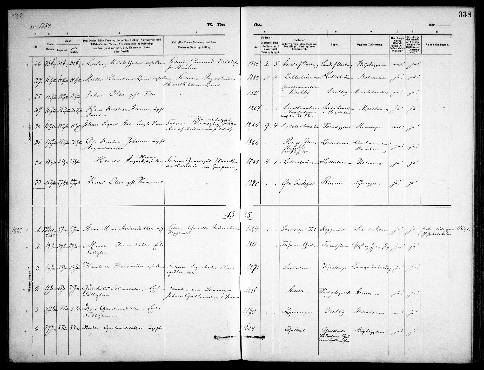 Skedsmo prestekontor Kirkebøker, AV/SAO-A-10033a/F/Fa/L0013: Parish register (official) no. I 13, 1883-1891, p. 338