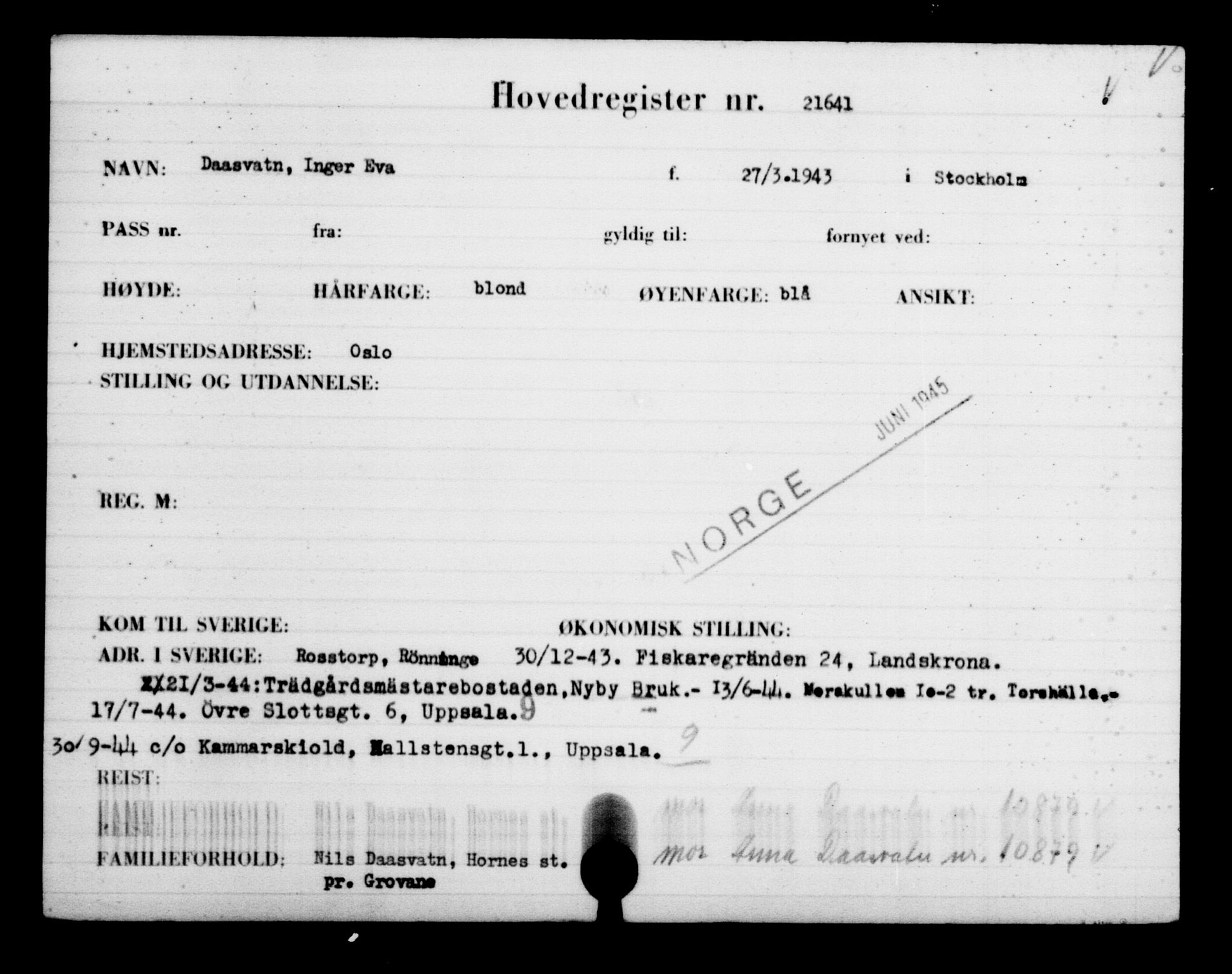 Den Kgl. Norske Legasjons Flyktningskontor, AV/RA-S-6753/V/Va/L0009: Kjesäterkartoteket.  Flyktningenr. 18502-22048, 1940-1945, p. 2666