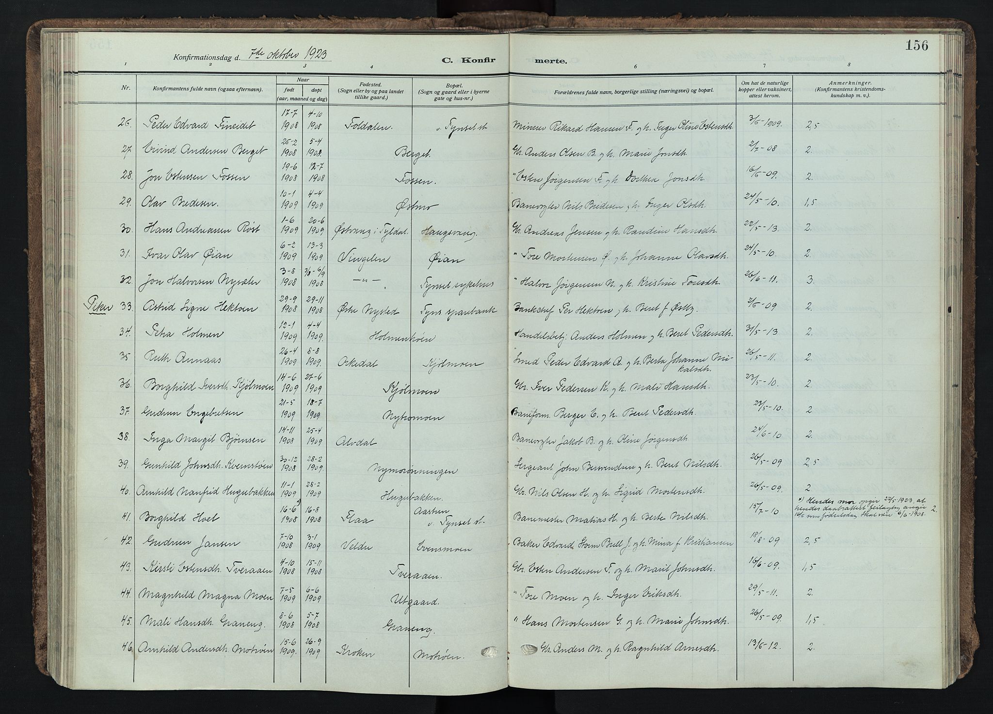 Tynset prestekontor, SAH/PREST-058/H/Ha/Haa/L0026: Parish register (official) no. 26, 1915-1929, p. 156