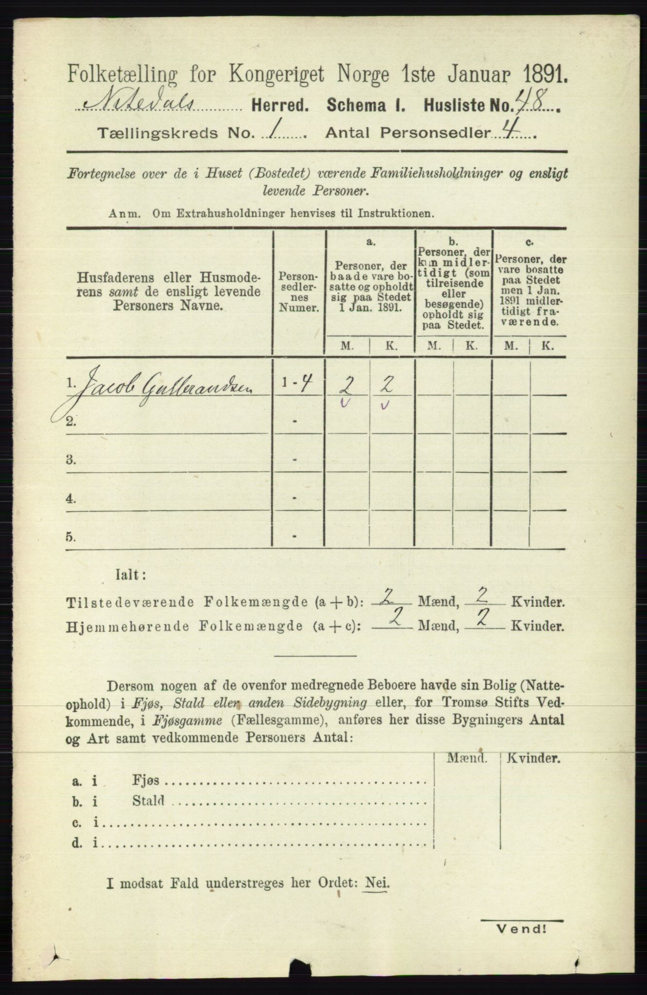 RA, 1891 census for 0233 Nittedal, 1891, p. 68