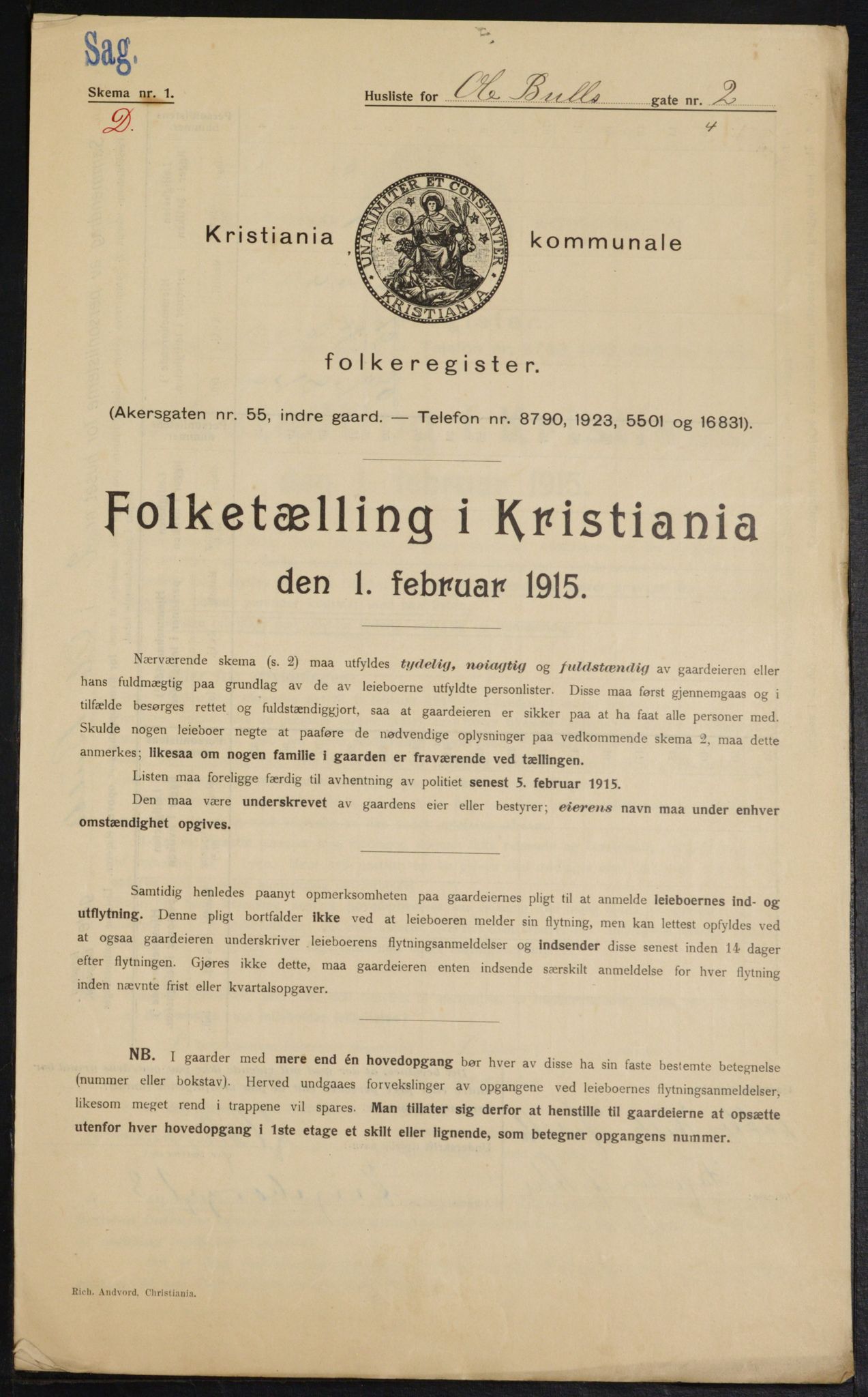 OBA, Municipal Census 1915 for Kristiania, 1915, p. 74826