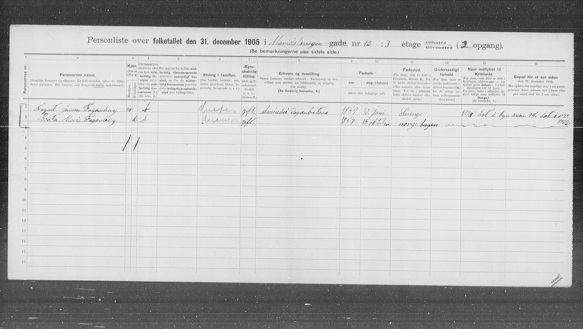 OBA, Municipal Census 1905 for Kristiania, 1905, p. 31746