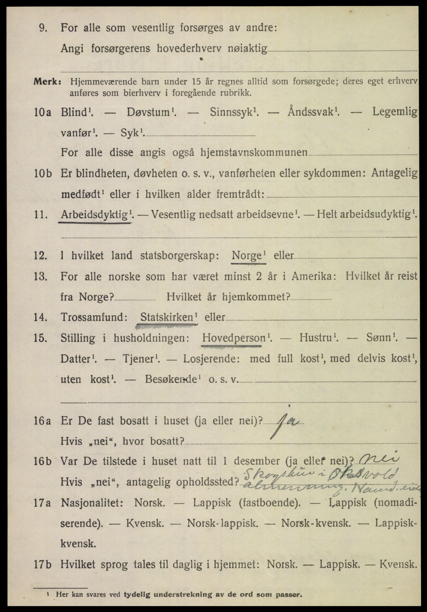 SAT, 1920 census for Otterøy, 1920, p. 1458
