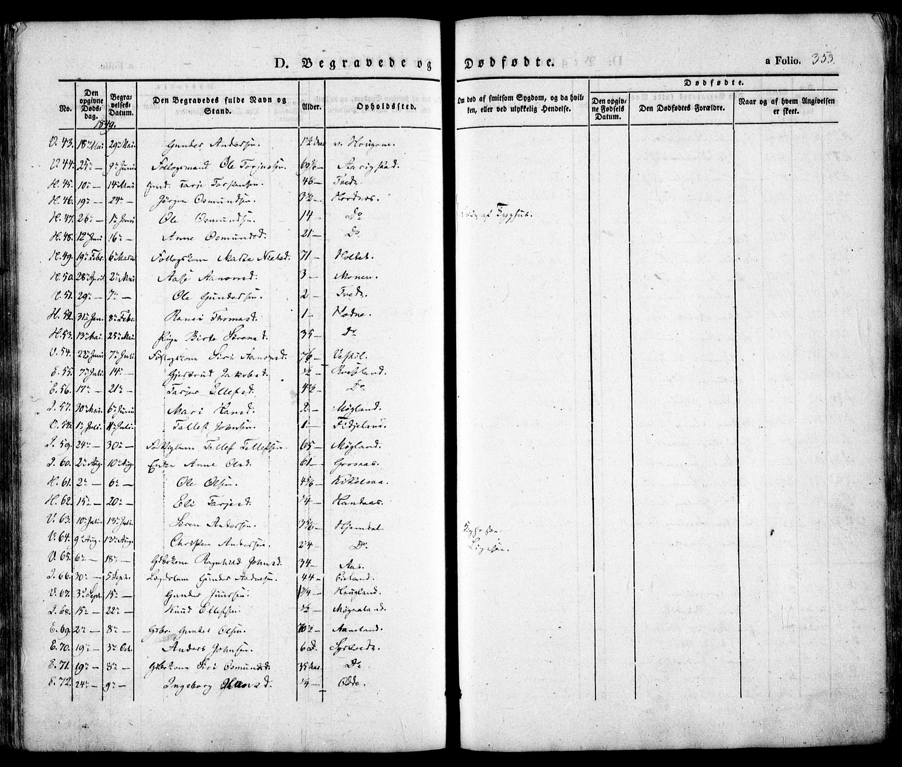 Evje sokneprestkontor, AV/SAK-1111-0008/F/Fa/Faa/L0005: Parish register (official) no. A 5, 1843-1865, p. 353