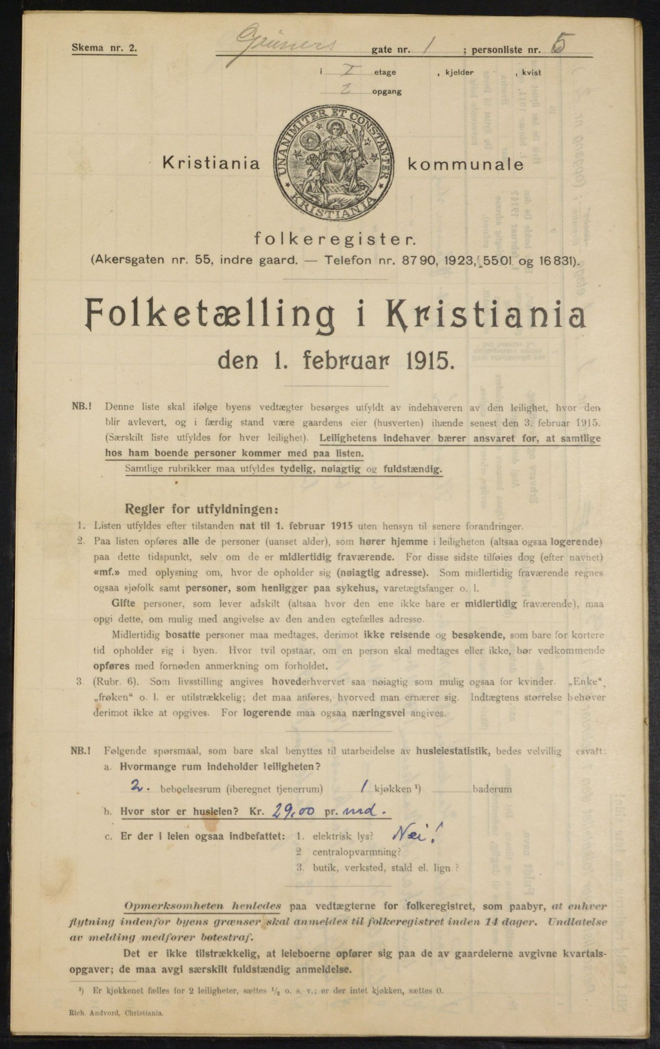 OBA, Municipal Census 1915 for Kristiania, 1915, p. 30255