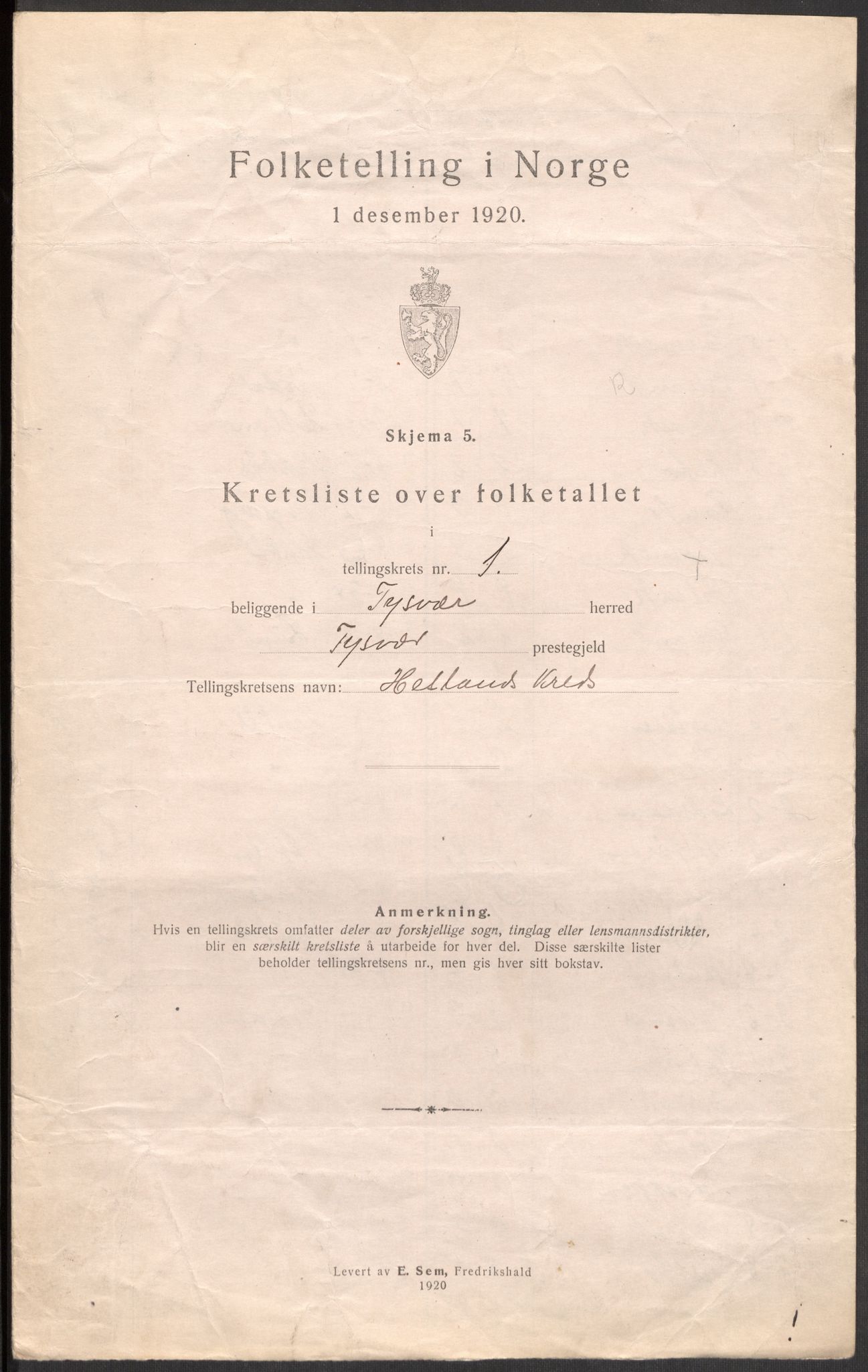 SAST, 1920 census for Tysvær, 1920, p. 11