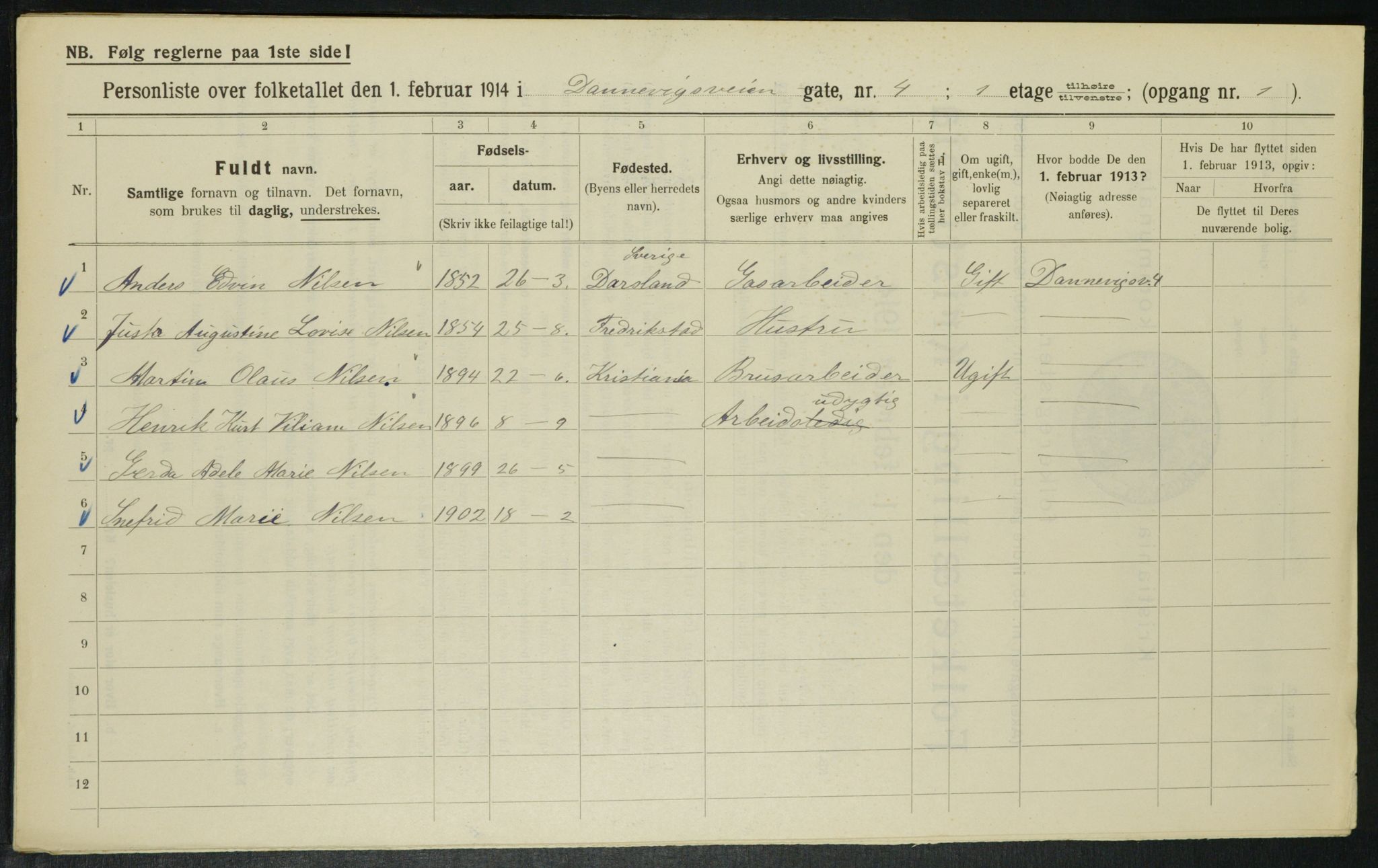 OBA, Municipal Census 1914 for Kristiania, 1914, p. 15211