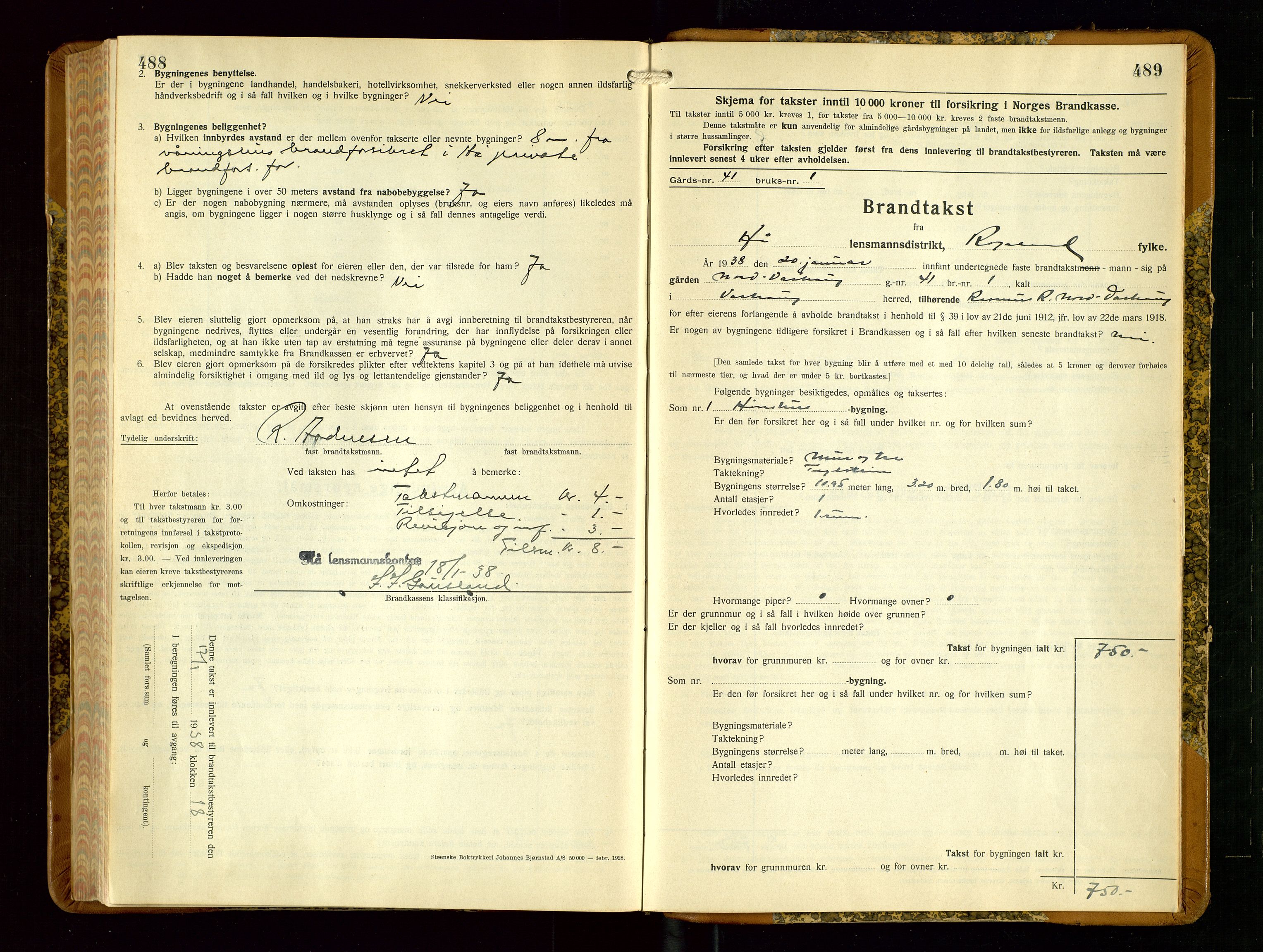 Hå lensmannskontor, AV/SAST-A-100456/Goa/L0006: Takstprotokoll (skjema), 1932-1938, p. 488-489