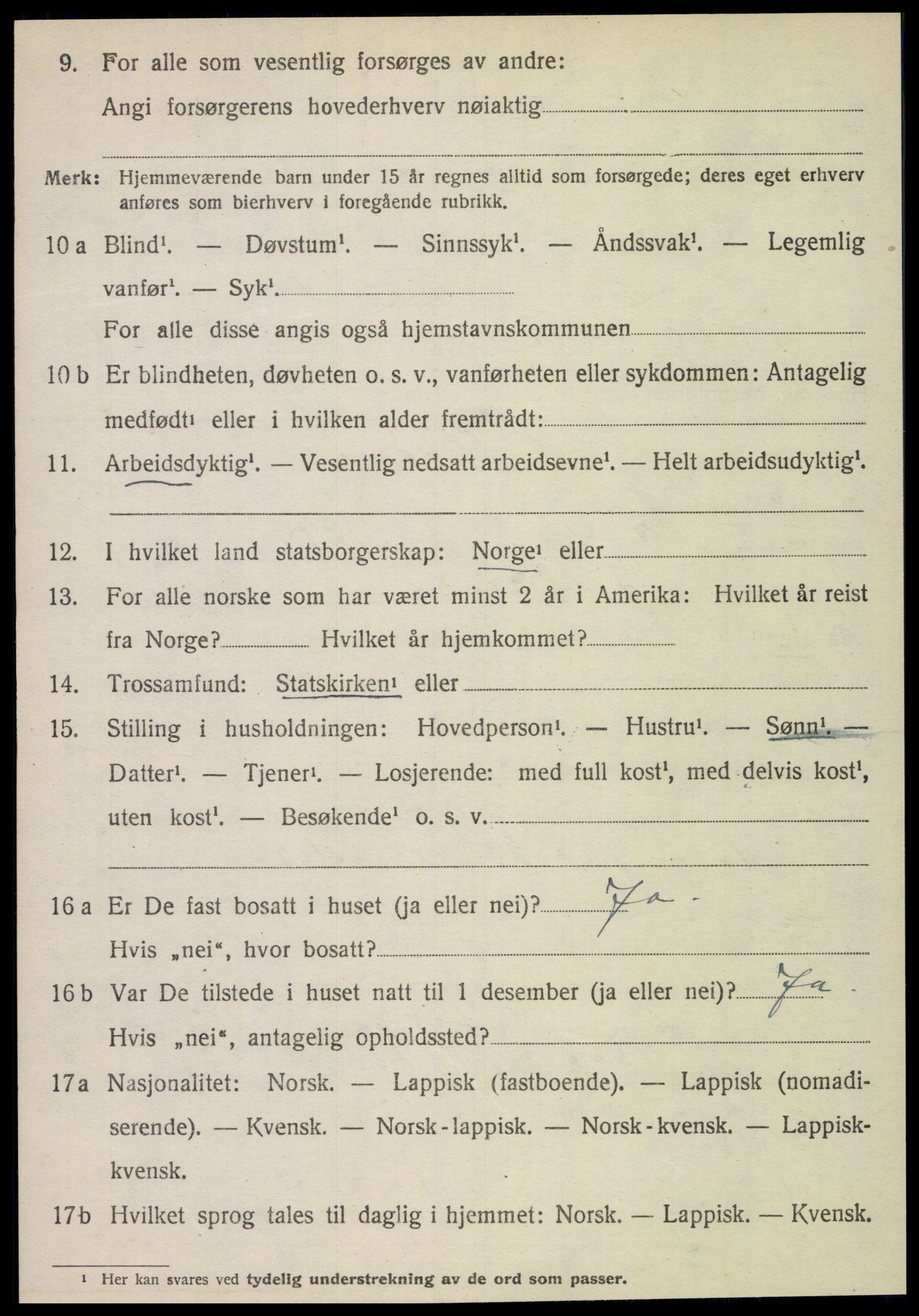 SAT, 1920 census for Foldereid, 1920, p. 695