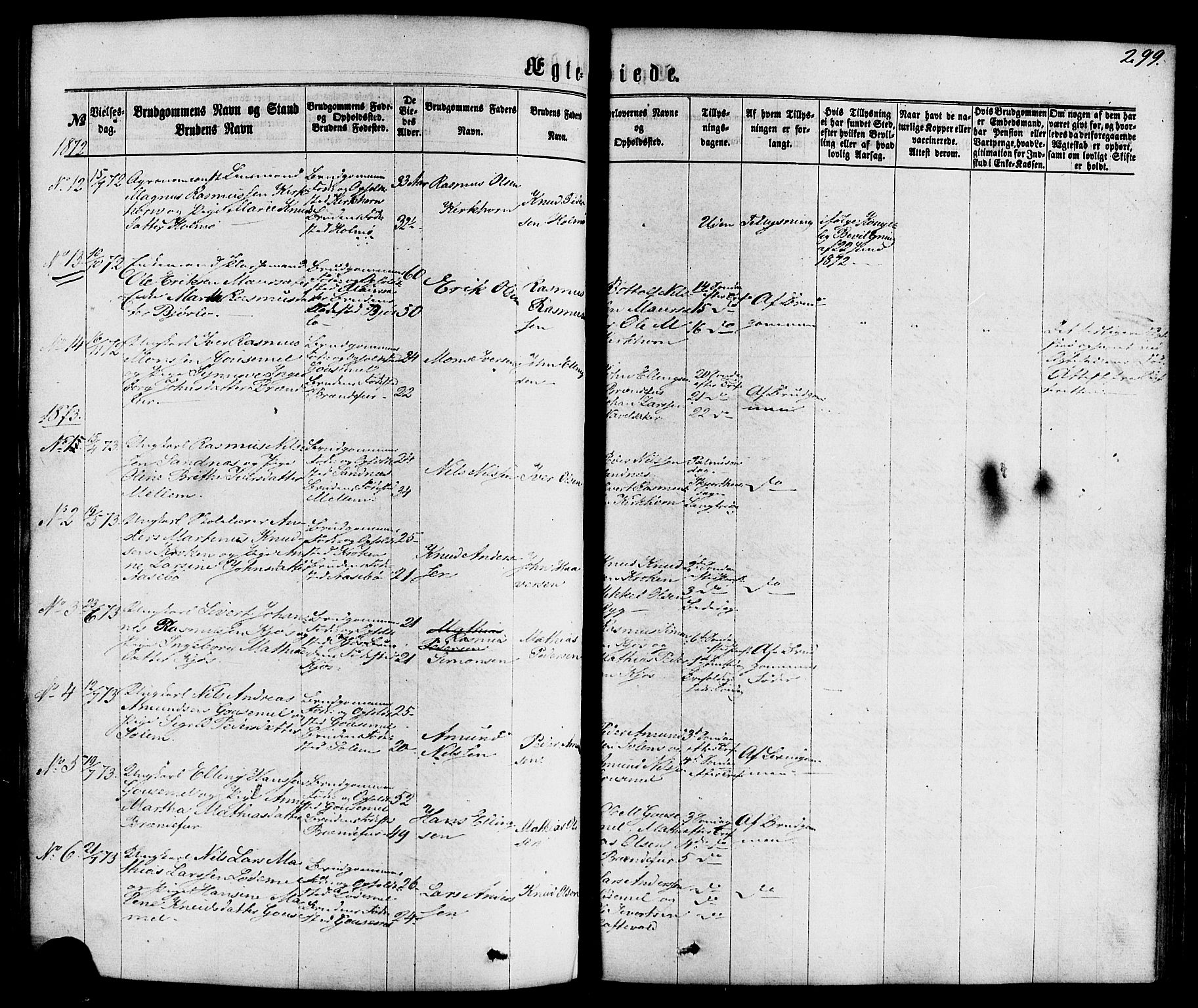 Hornindal sokneprestembete, SAB/A-82401/H/Haa/Haaa/L0002: Parish register (official) no. A 2, 1867-1884, p. 299