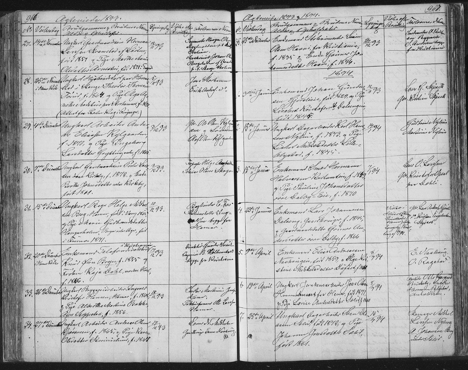 Vang prestekontor, Hedmark, SAH/PREST-008/H/Ha/Hab/L0010B: Parish register (copy) no. 10b, 1854-1896, p. 966-967