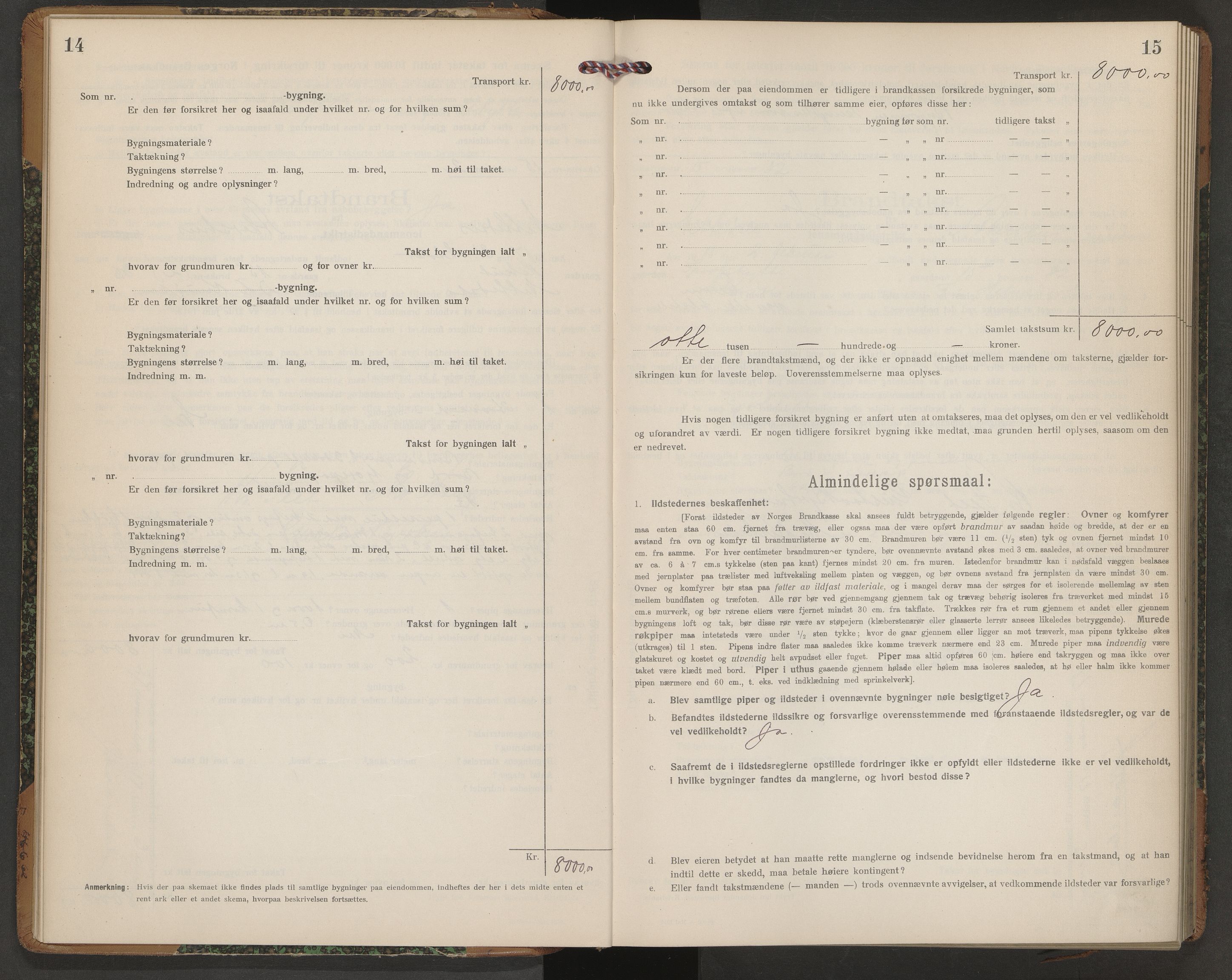 Norges brannkasse, branntakster Nittedal, AV/SAO-A-11394/F/Fb/L0001: Branntakstprotokoll, 1917-1930