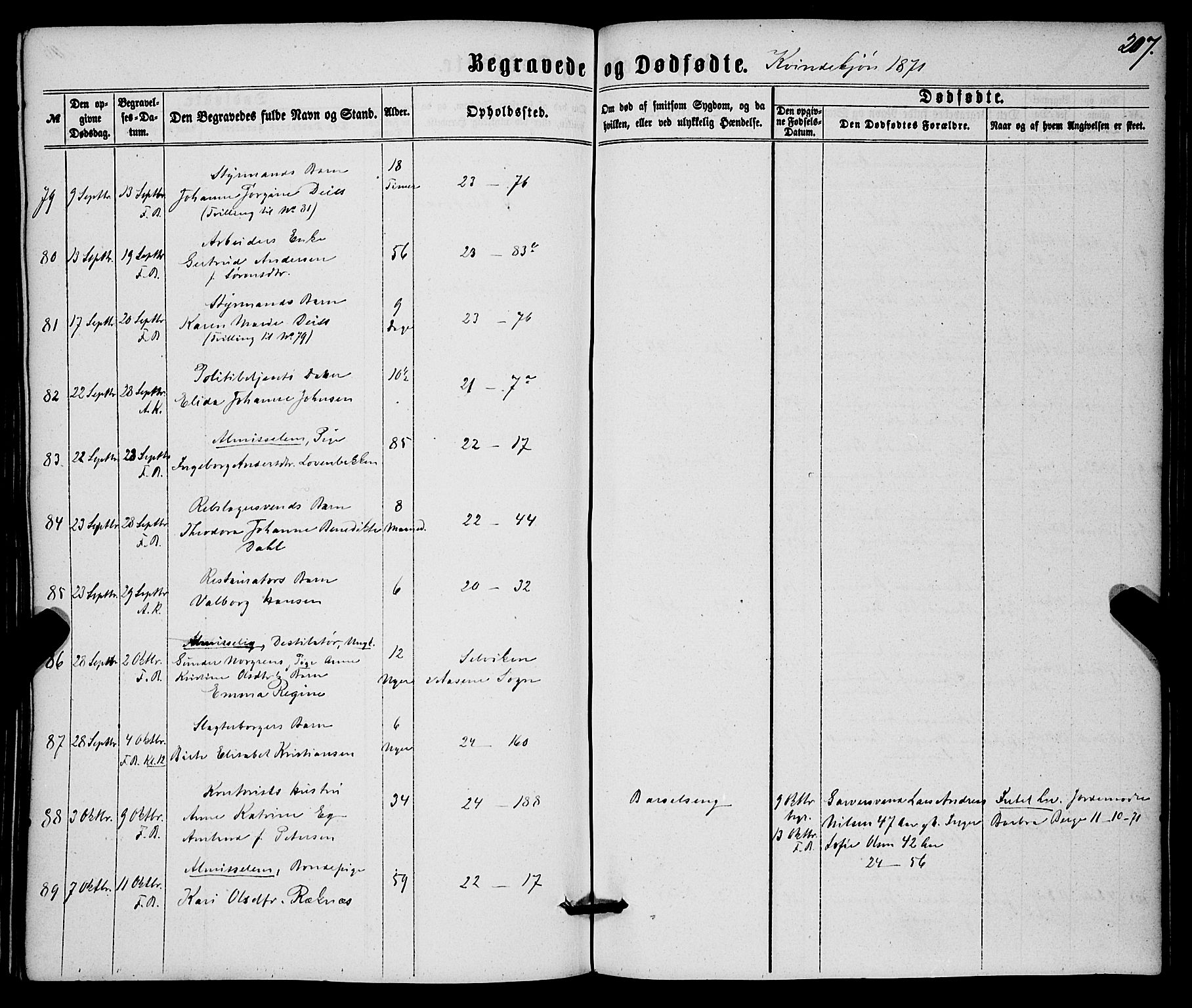 Korskirken sokneprestembete, AV/SAB-A-76101/H/Haa/L0045: Parish register (official) no. E 3, 1863-1875, p. 207