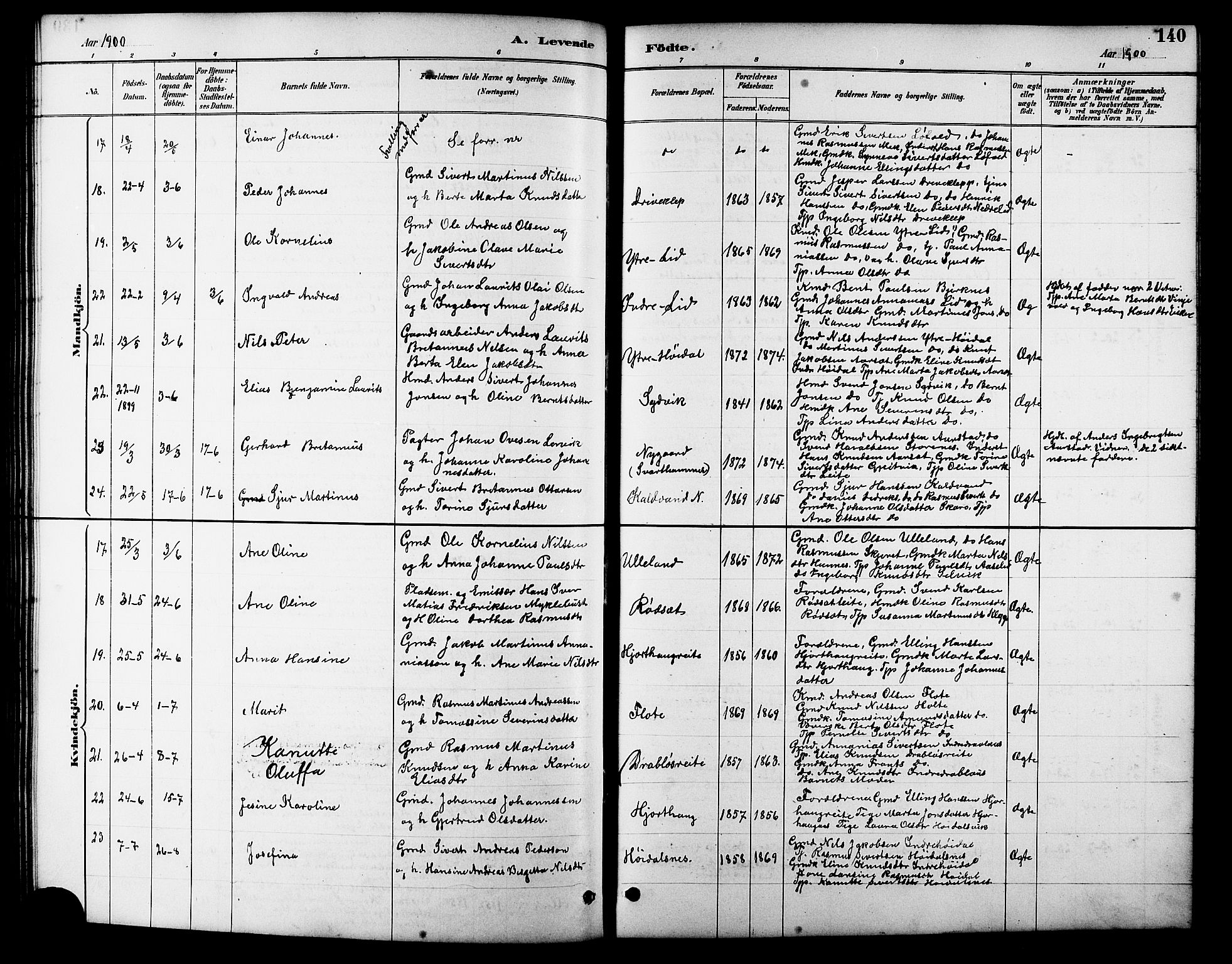 Ministerialprotokoller, klokkerbøker og fødselsregistre - Møre og Romsdal, AV/SAT-A-1454/511/L0158: Parish register (copy) no. 511C04, 1884-1903, p. 140