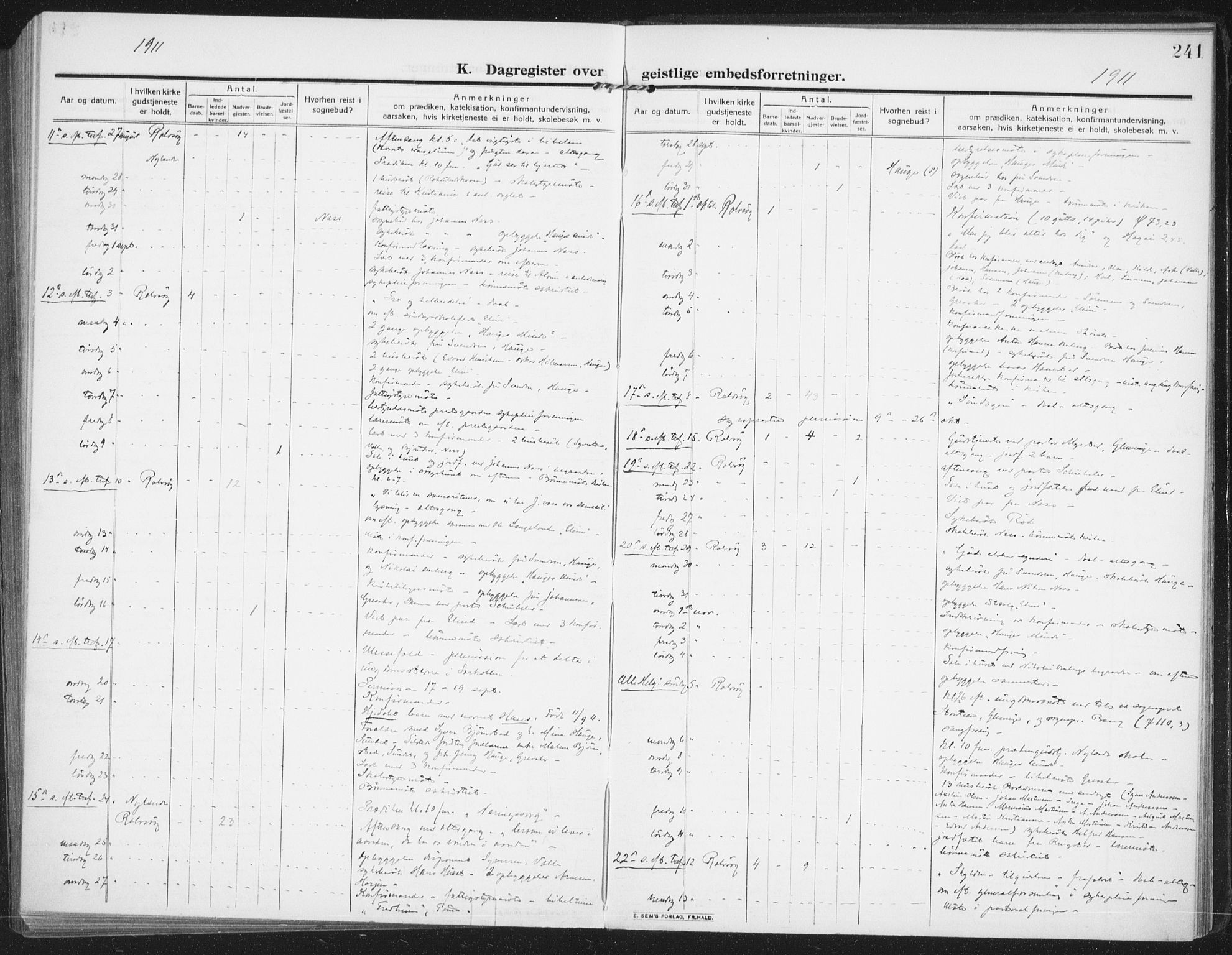 Rolvsøy prestekontor Kirkebøker, SAO/A-2004/F/Fa/L0002: Parish register (official) no. 2, 1909-1917, p. 241