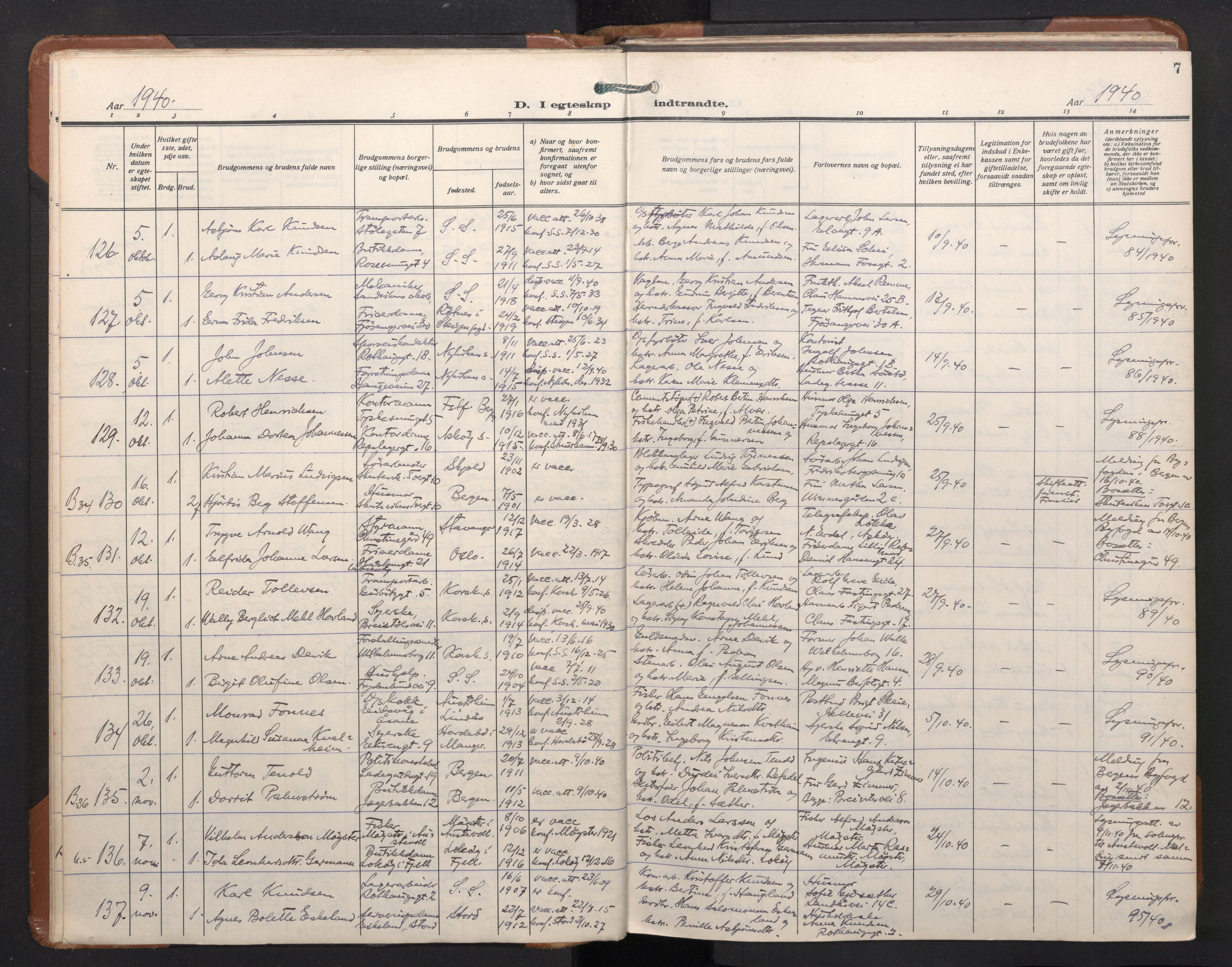 Sandviken Sokneprestembete, AV/SAB-A-77601/H/Ha/L0017: Parish register (official) no. D 4, 1940-1954, p. 7