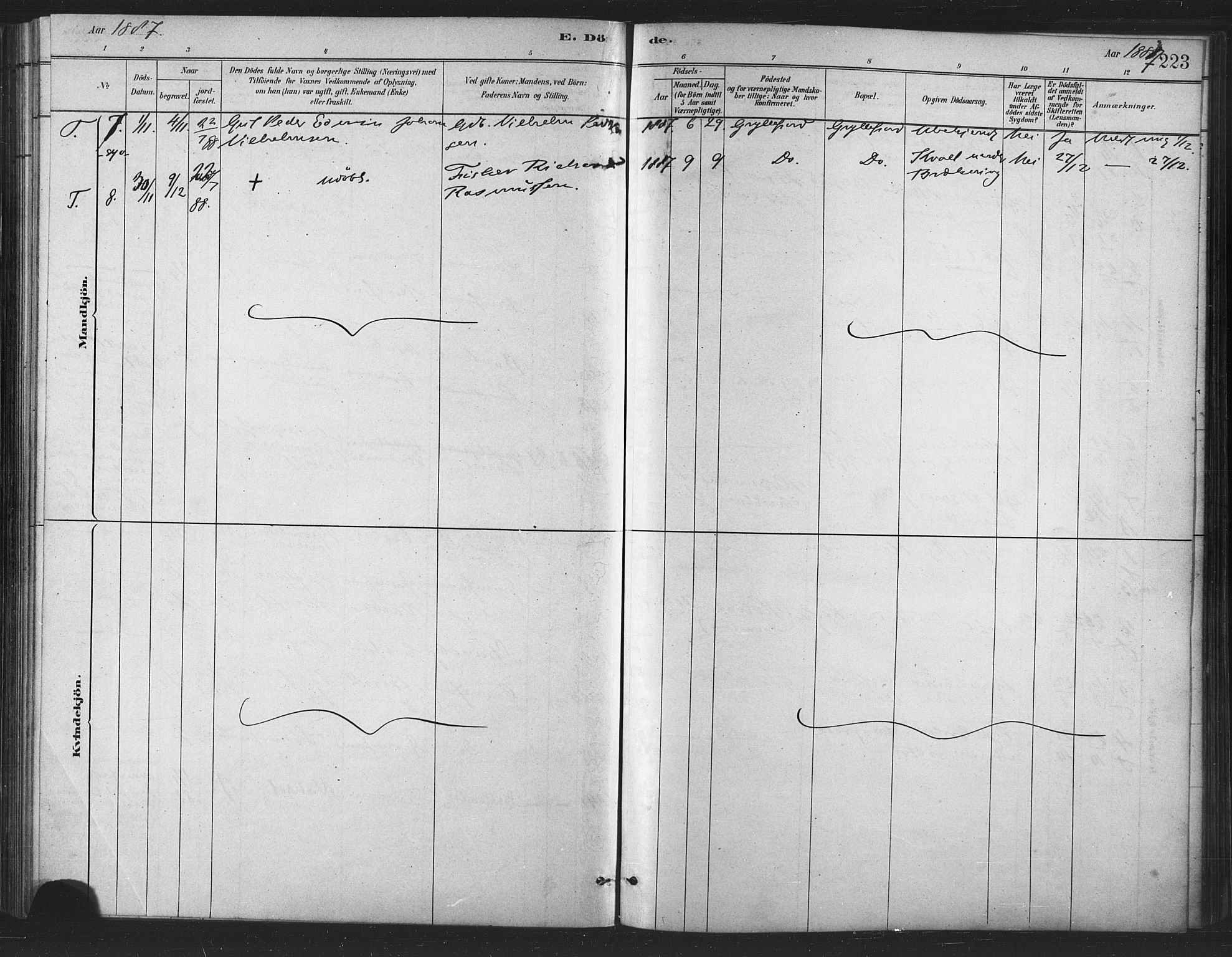 Berg sokneprestkontor, AV/SATØ-S-1318/G/Ga/Gaa/L0004kirke: Parish register (official) no. 4, 1880-1894, p. 223