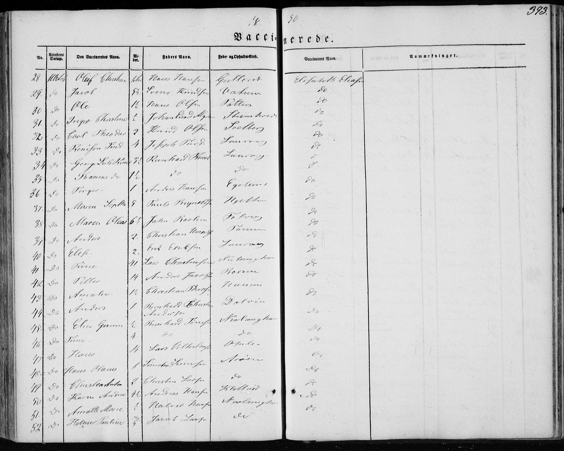 Brunlanes kirkebøker, AV/SAKO-A-342/F/Fa/L0004: Parish register (official) no. I 4, 1846-1862, p. 393