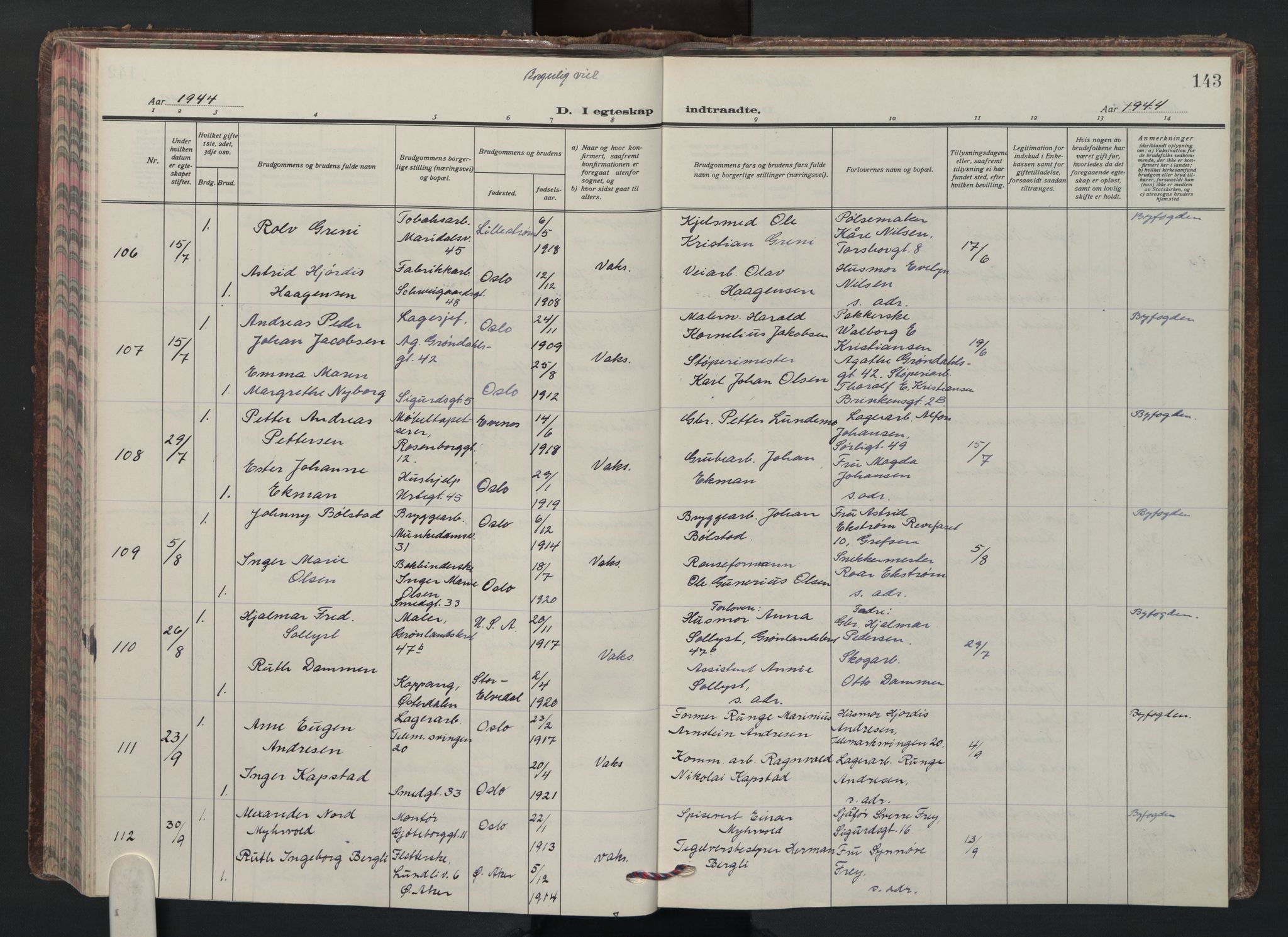 Grønland prestekontor Kirkebøker, AV/SAO-A-10848/F/Fa/L0020: Parish register (official) no. 20, 1935-1946, p. 143