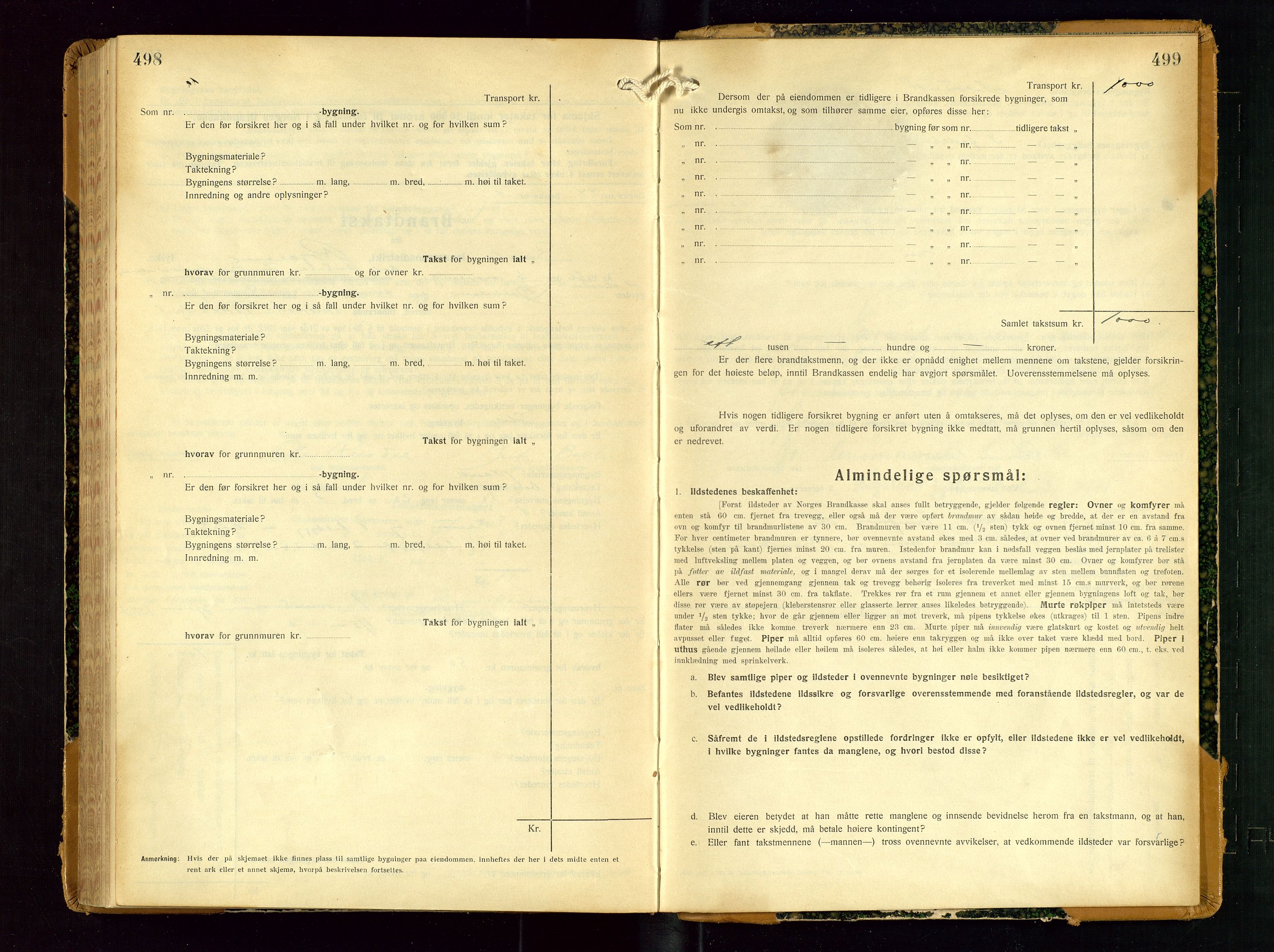 Sauda lensmannskontor, SAST/A-100177/Gob/L0003: Branntakstprotokoll - skjematakst, 1928-1936, p. 498-499