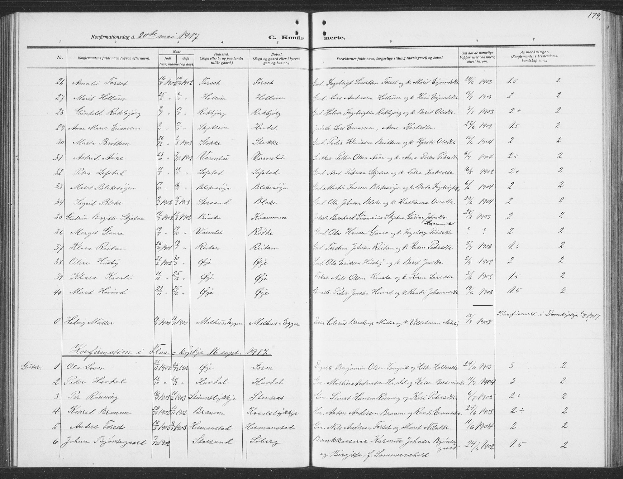Ministerialprotokoller, klokkerbøker og fødselsregistre - Sør-Trøndelag, SAT/A-1456/691/L1095: Parish register (copy) no. 691C06, 1912-1933, p. 179