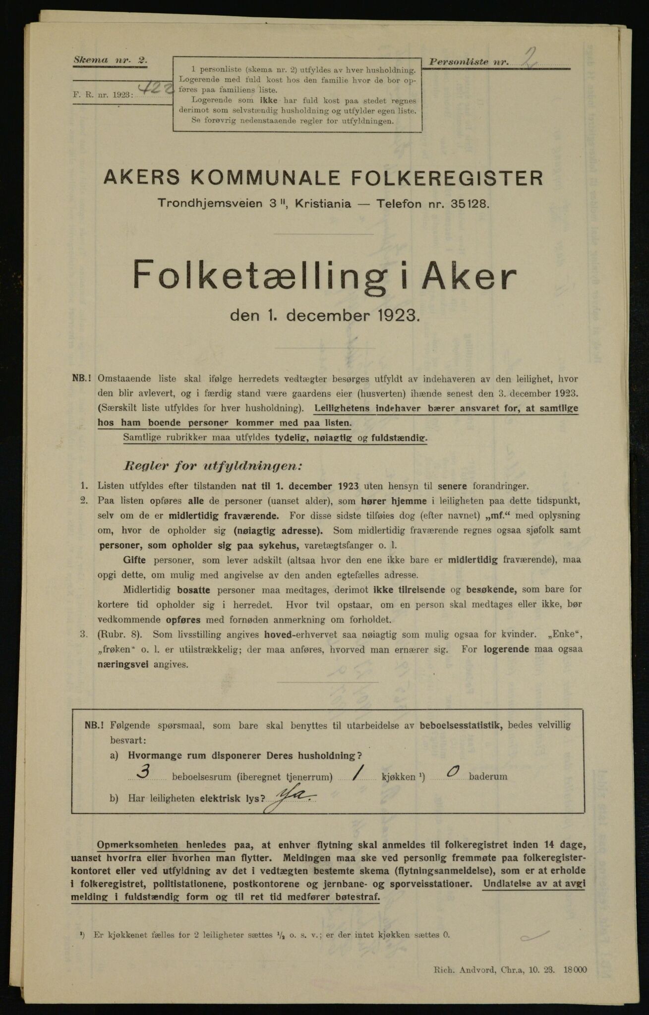 , Municipal Census 1923 for Aker, 1923, p. 39147