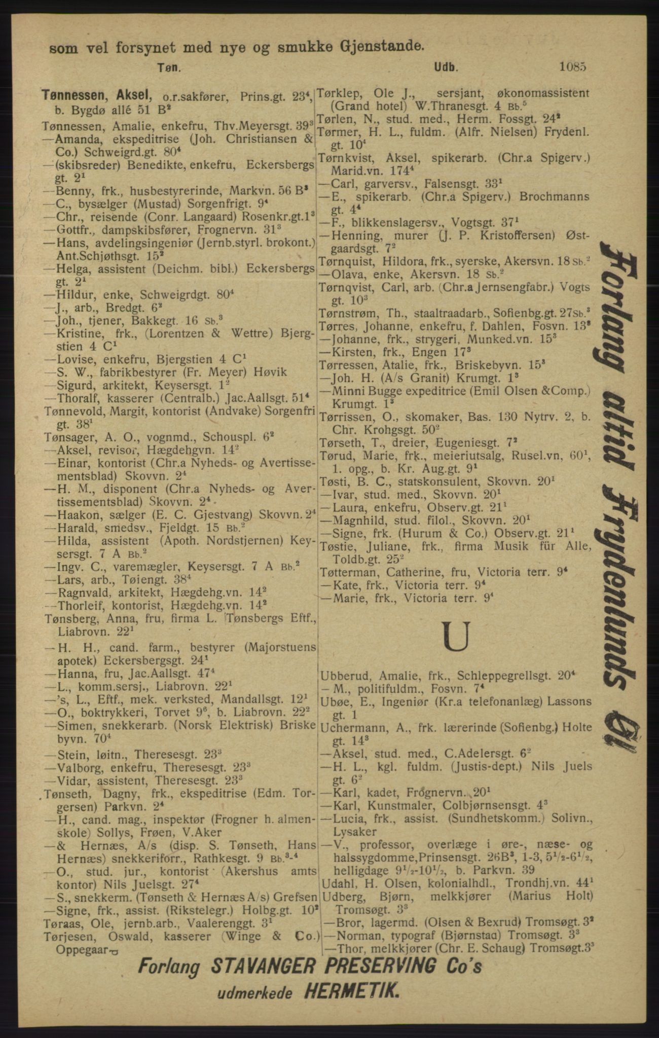 Kristiania/Oslo adressebok, PUBL/-, 1913, p. 1097