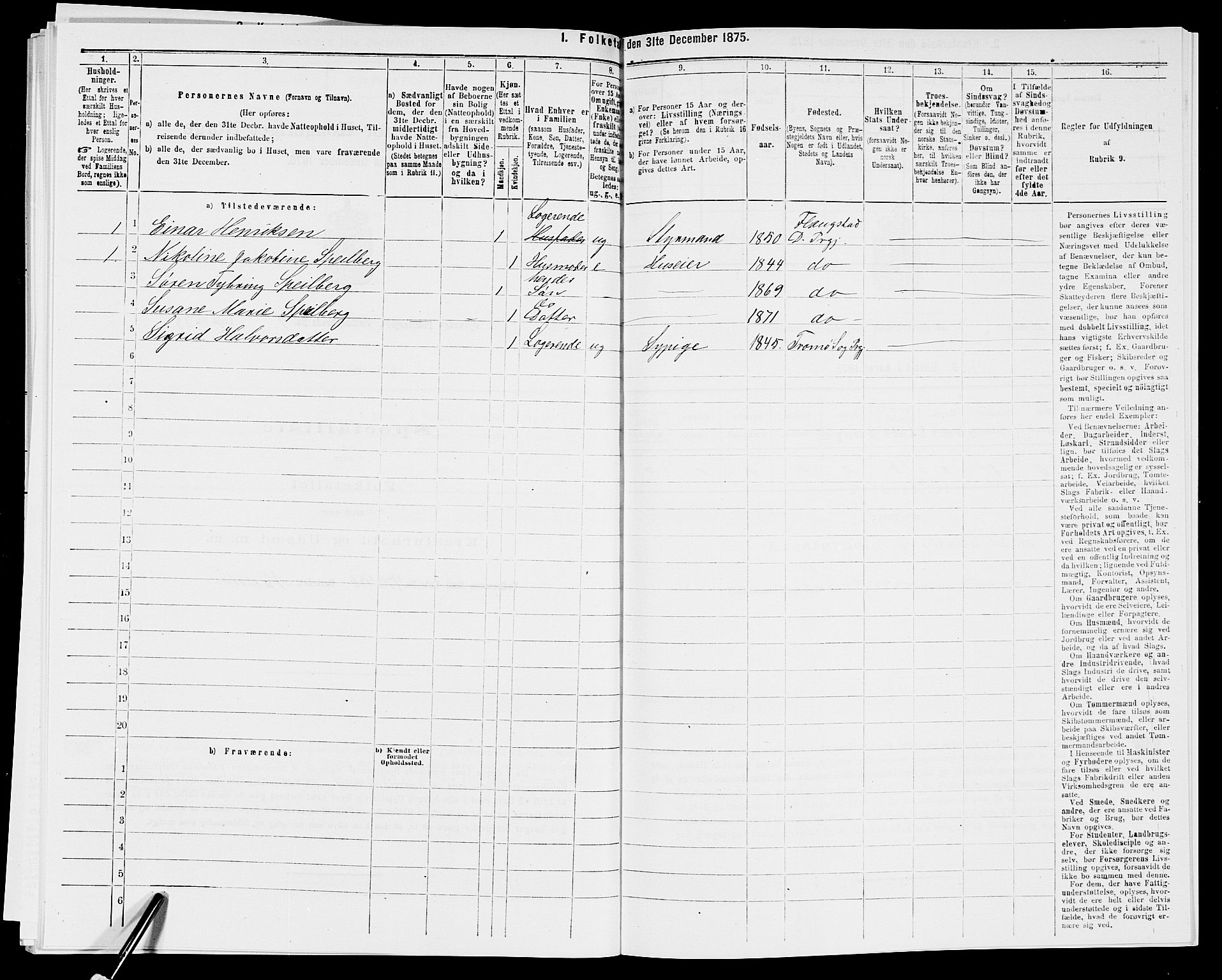 SAK, 1875 census for 0915P Dypvåg, 1875, p. 1187