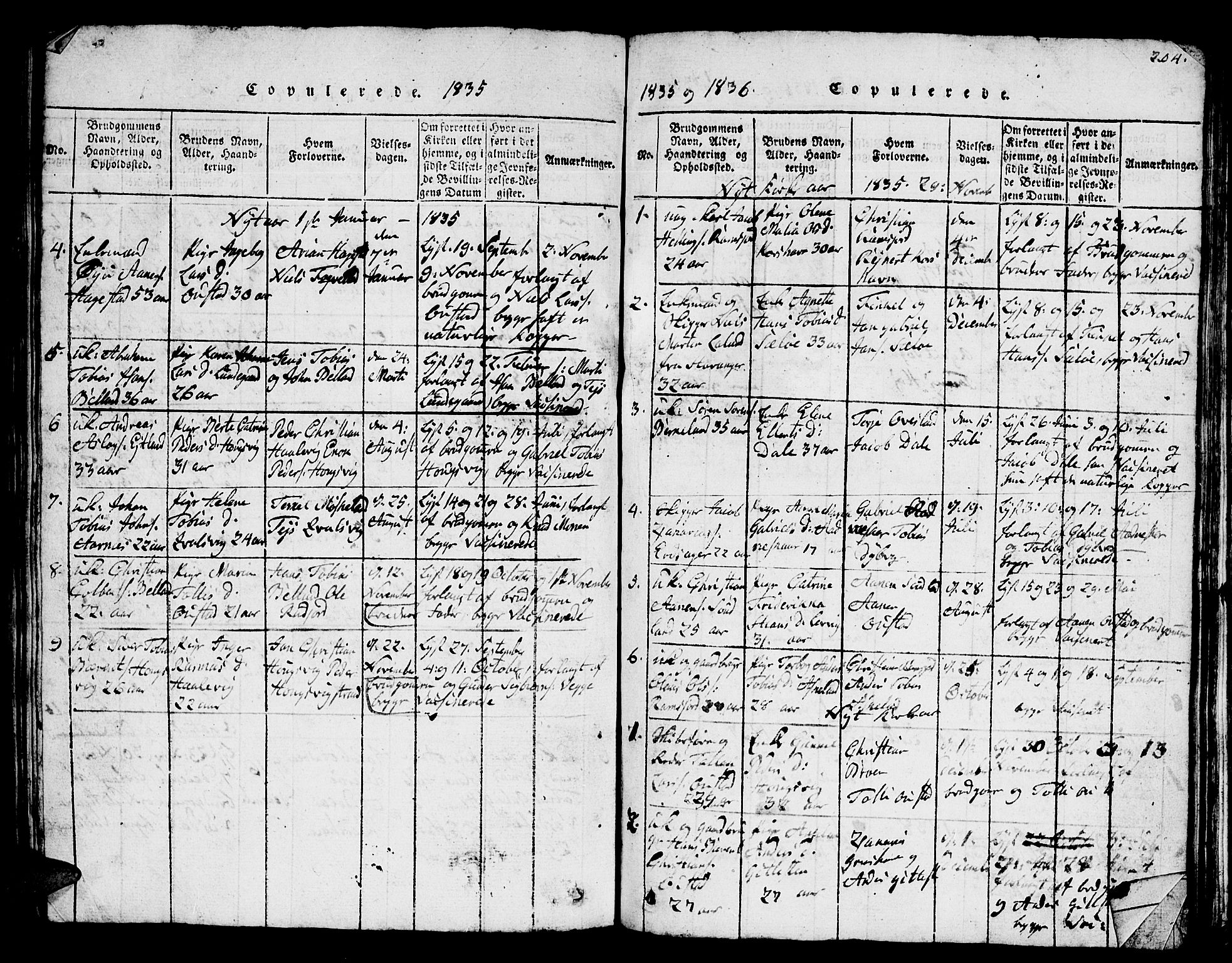 Lyngdal sokneprestkontor, SAK/1111-0029/F/Fb/Fba/L0001: Parish register (copy) no. B 1, 1816-1876, p. 204